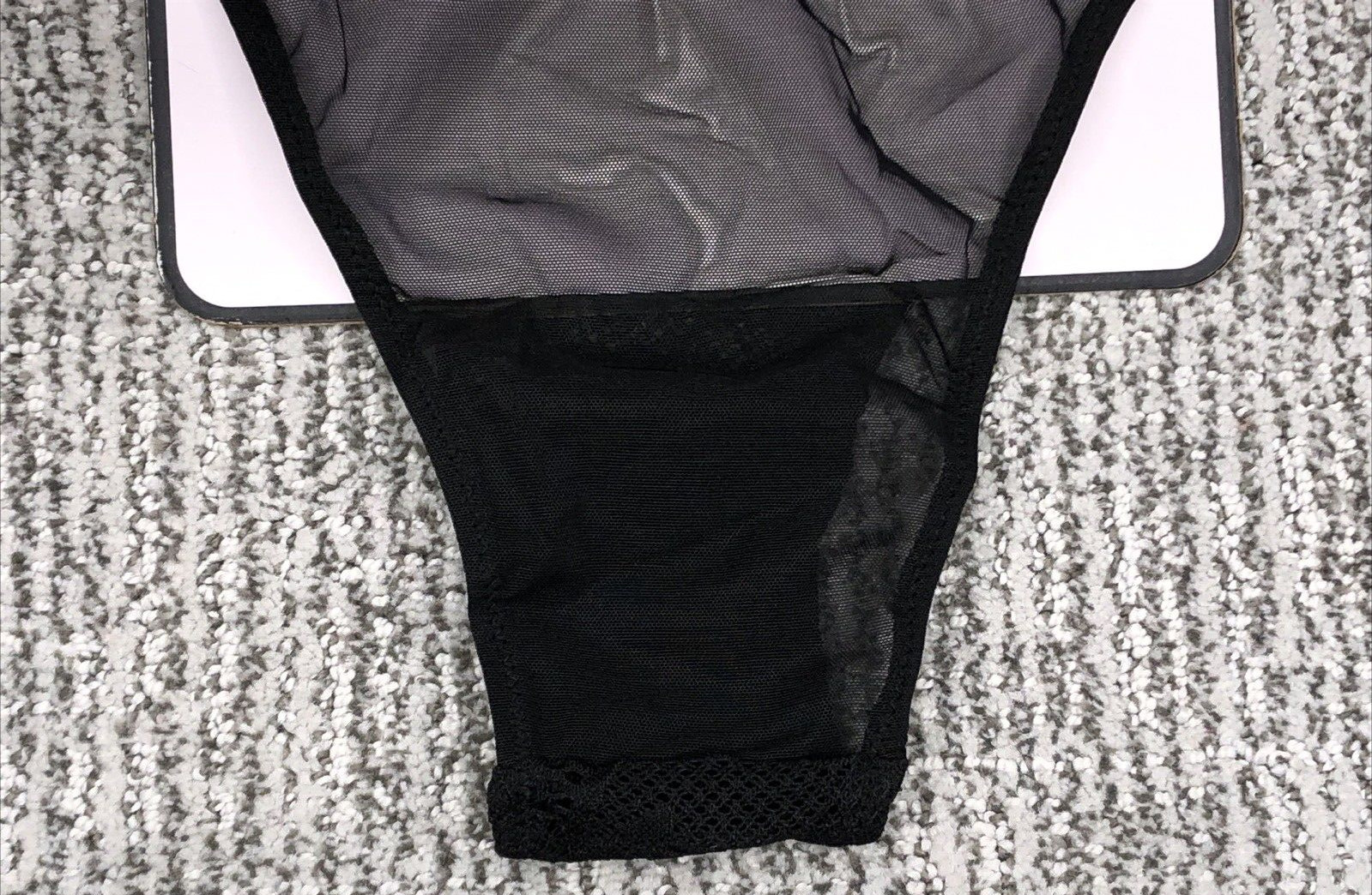 Victoria’s Secret NWT Large Black Lace Brazilian Panty Rhinestone Bow Sexy Sheer