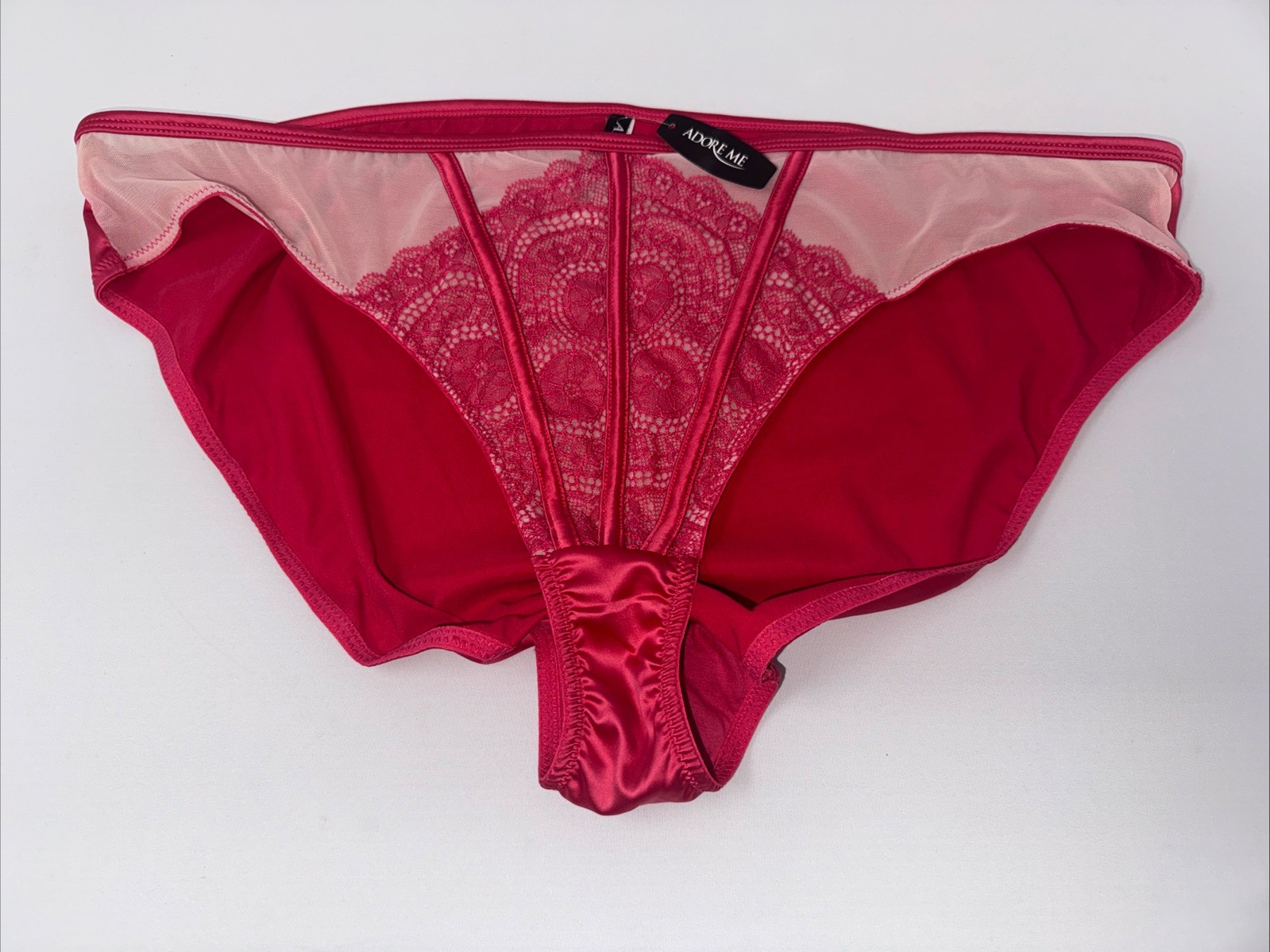 Adore Me Claret Red Lace Mesh Panties Plus Size 2X New With Tags