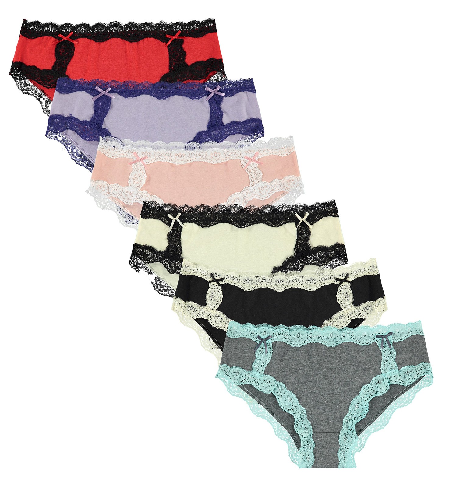 Free to Live 6 PCS Women’s Small Black,Pink,Charcoal,Ivory,Lavender,Red