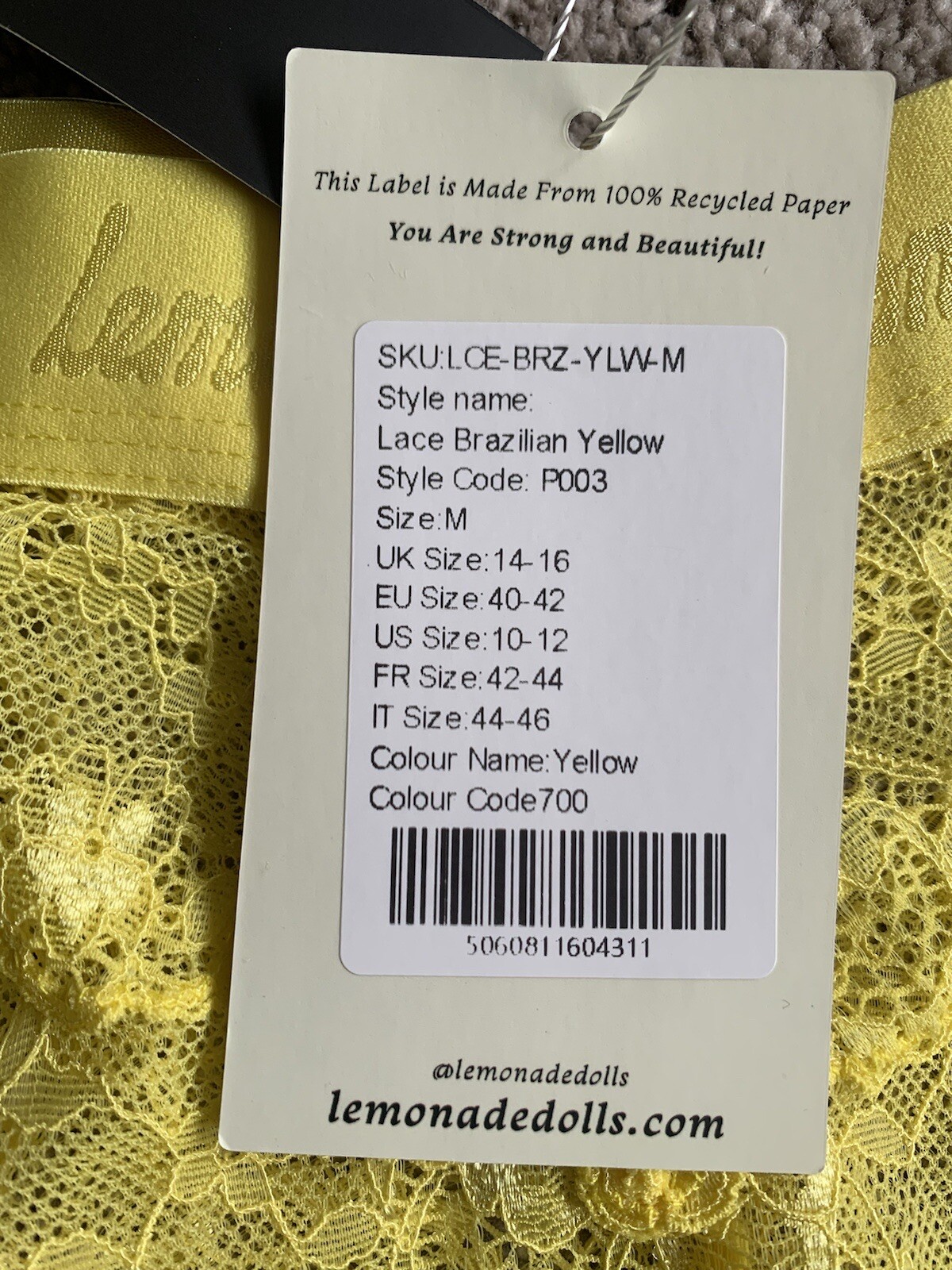 lemonade dolls The Picot Lace V-Brazilian Size M (14 – 16) Brand New