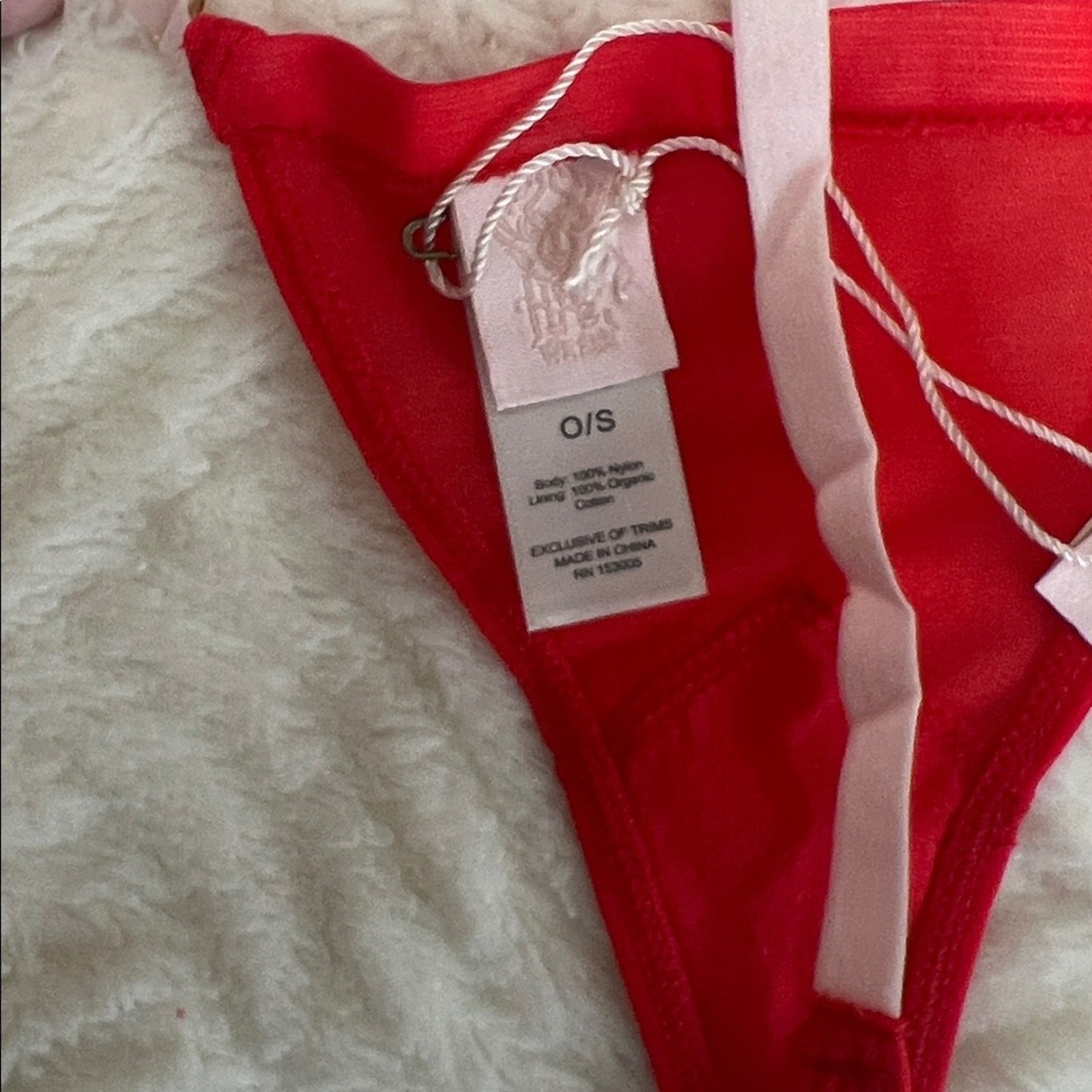 We Are HAH 2 A T String Panty Blood Orange Sheer Lace O/S NWT