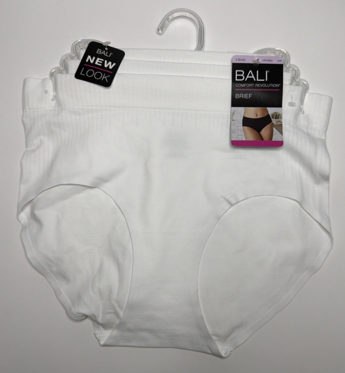 Bali Comfort Revolution Modern Seamless Brief Panties 3 Pk DFMSB3 White Medium/6