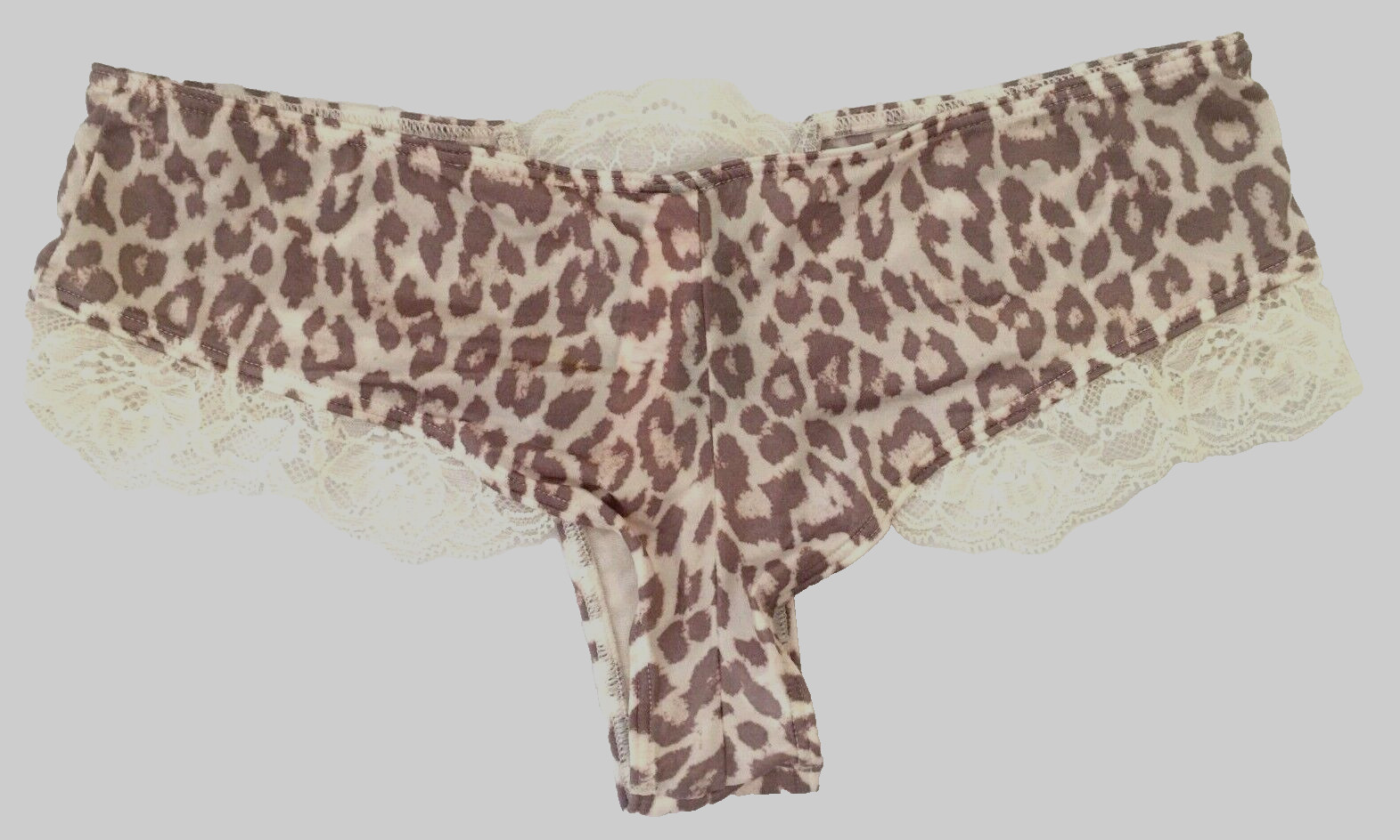 Victorias Secret Very Sexy Gray Animal Print Micro Lace Inset Cheeky Panties XS