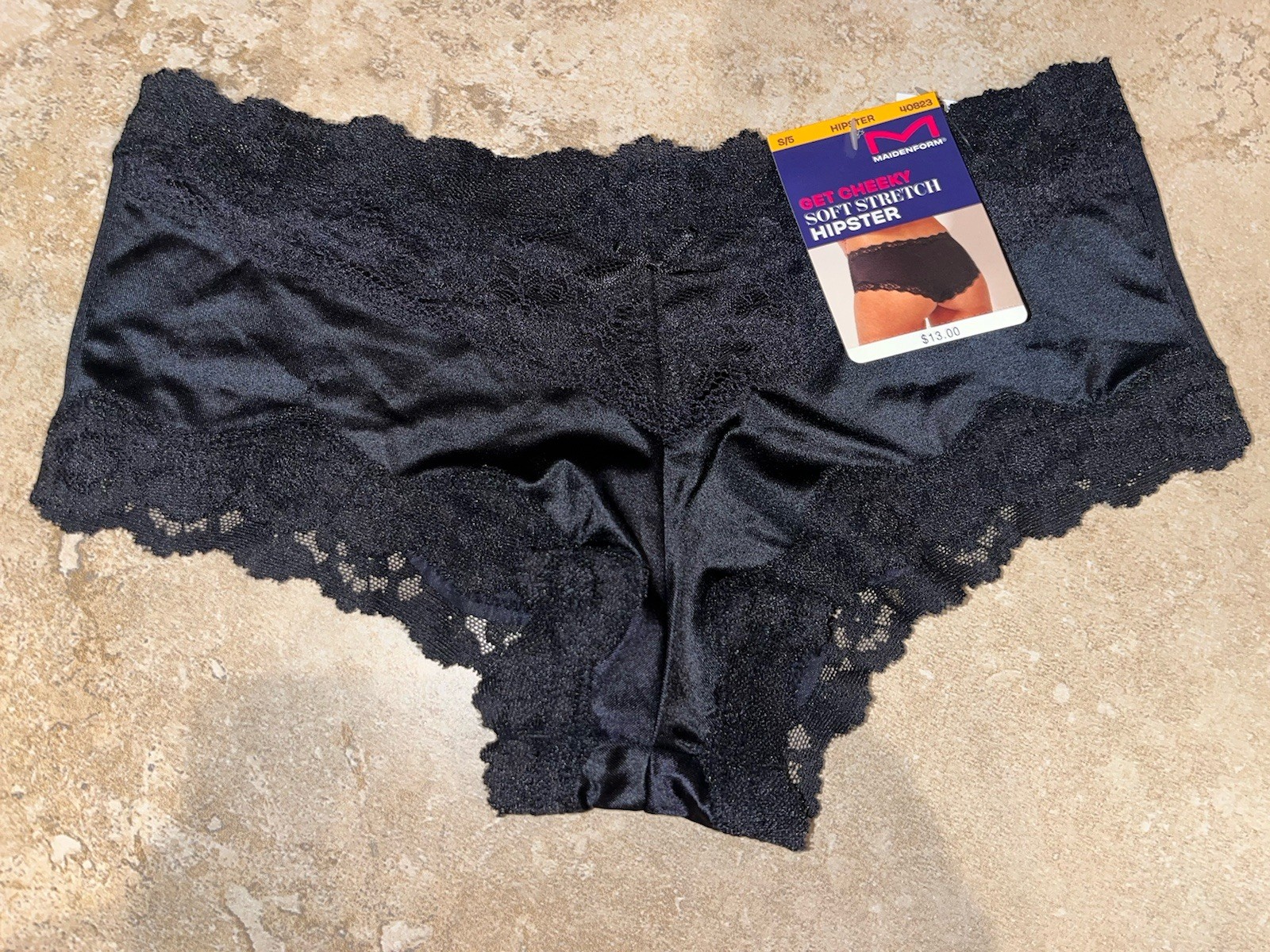 Nwt MAIDENFORM 40823 Luxurious Scalloped Lace Cheeky Hipster Panty Black Small 5