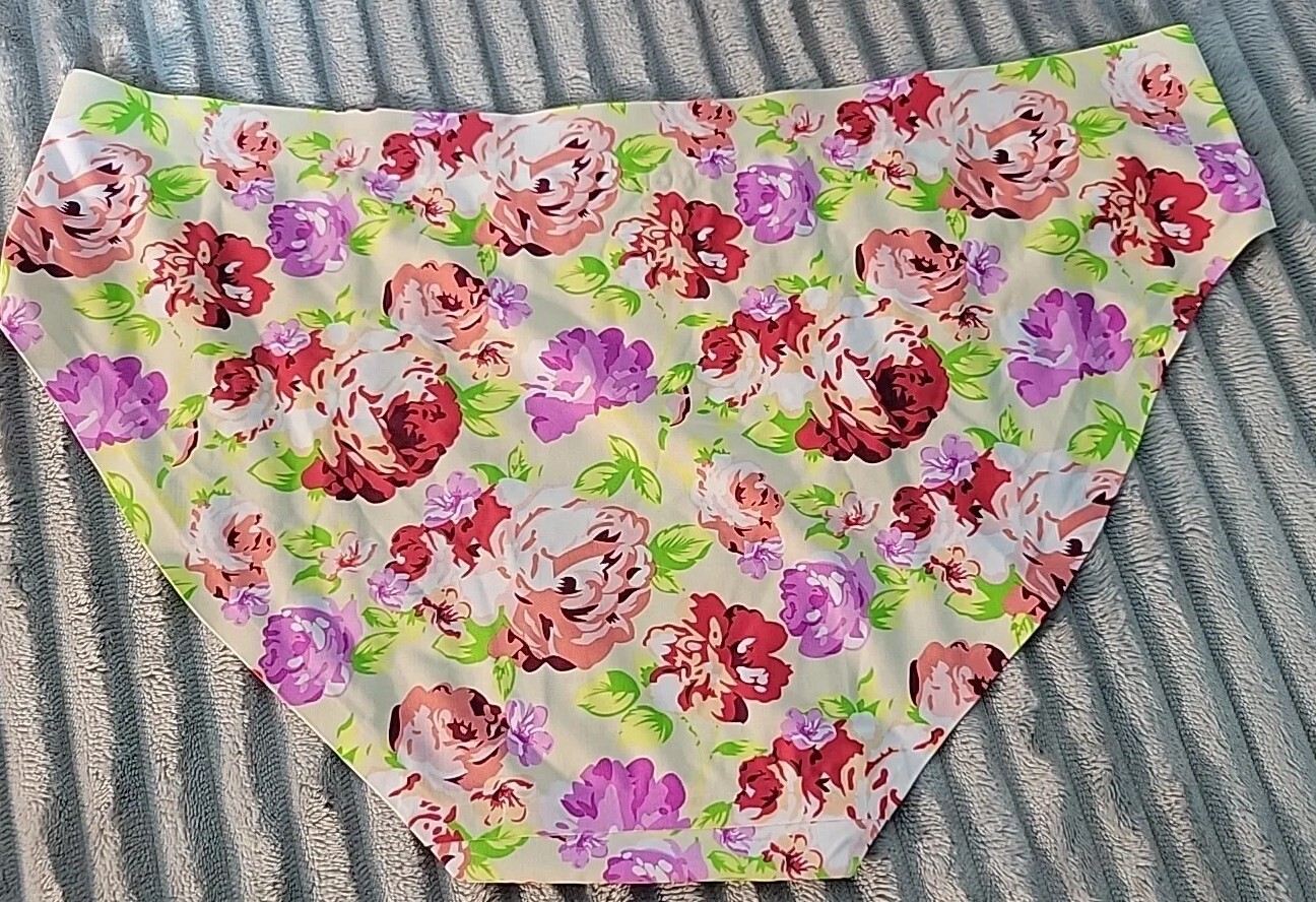 Mopas Floral XL Nylon Spandex Invisible No Show Laser Cut Panty Brief Underwear