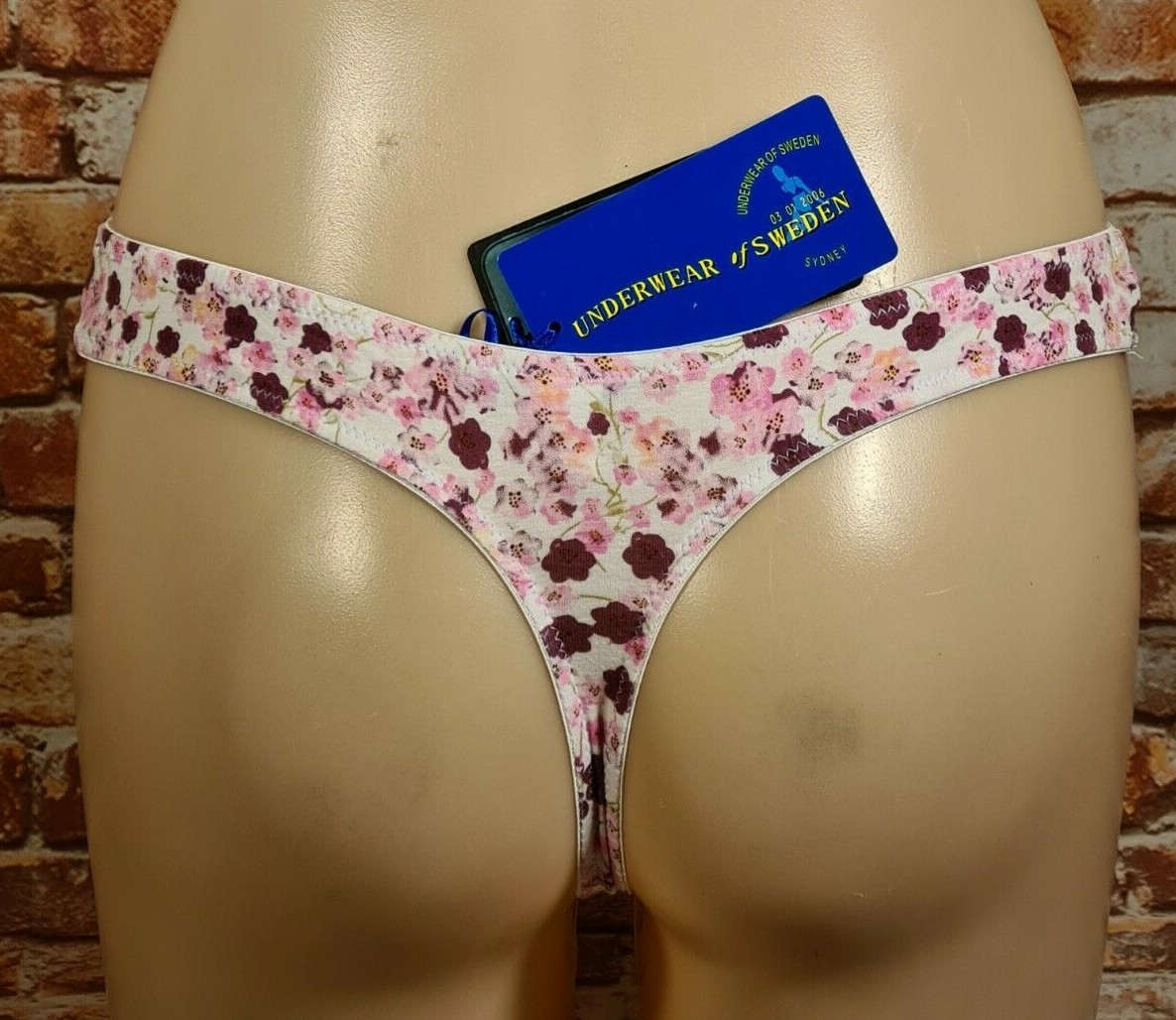 BNWT Ladies Sz 16 Underwear Of Sweden Floral Ivory Spring G String Underwear
