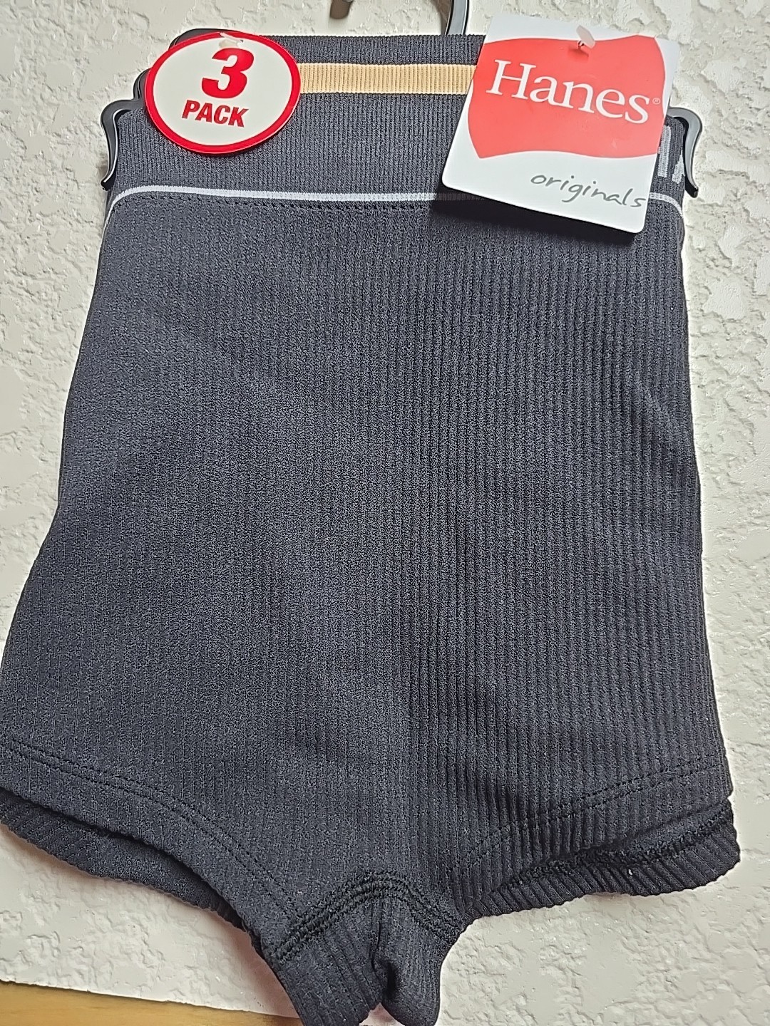 HANES ORIGINALS BOYSHORTS PANTIES RIBBED, COMFORT WAIST PKG 3 NWT SZ XL