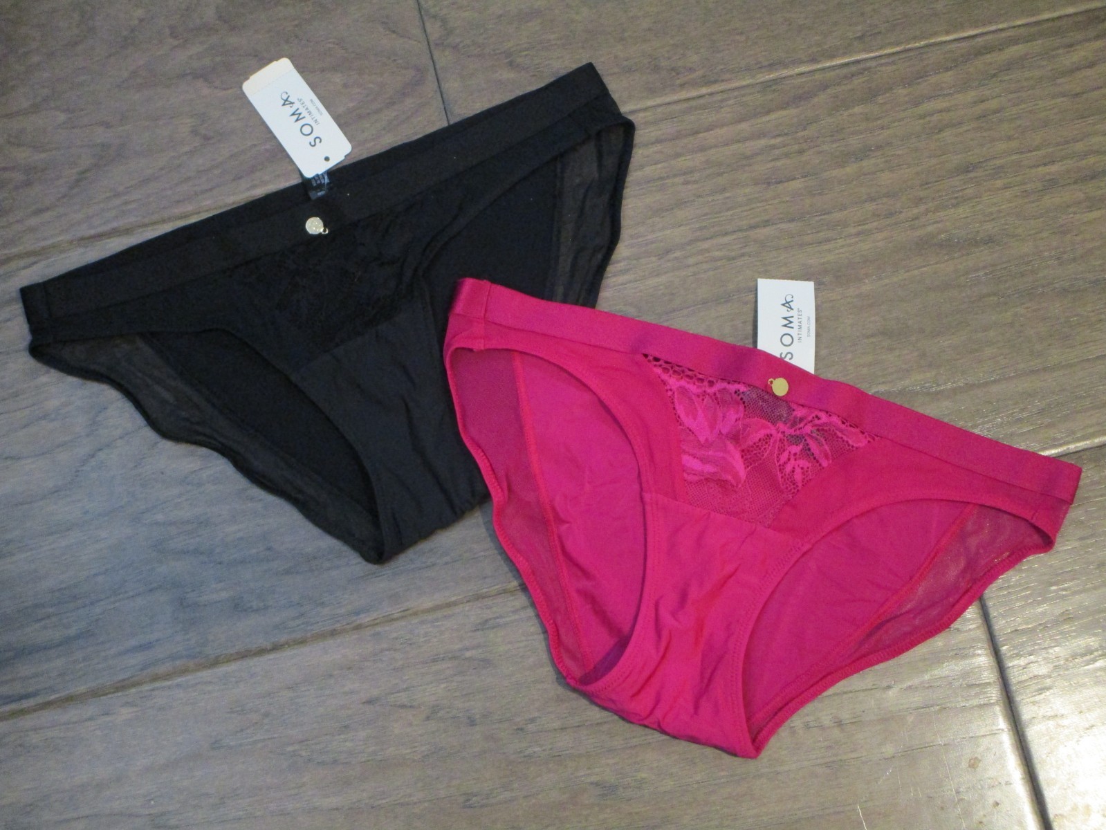 2-PACK SOMA SENSUAL BIKINI PANTIES IN BLACK/PINK SIZE SMALL