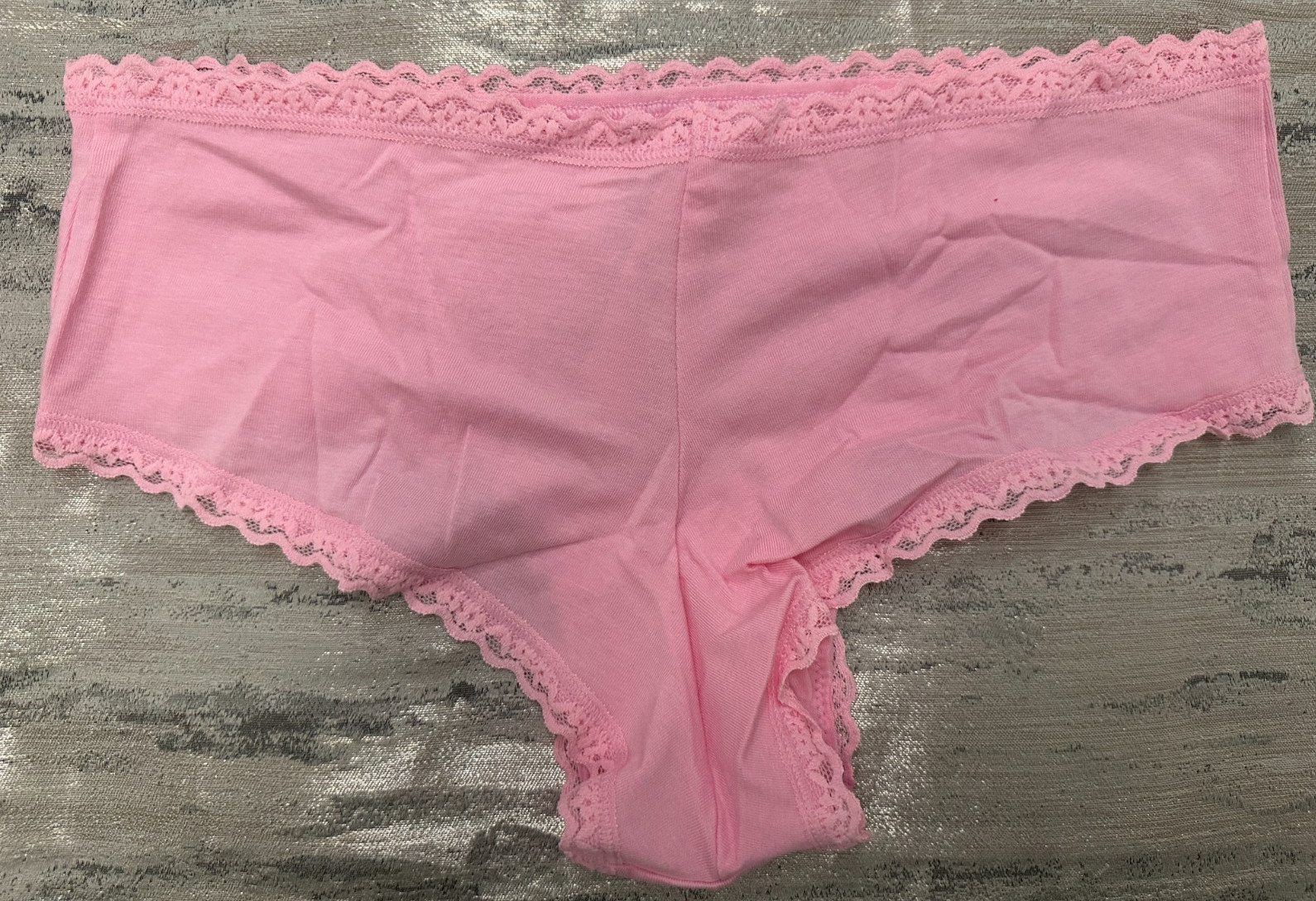 NWT Victoria’s Secret COTTON LACE WAIST CHEEKY Panty Cupid Pink Strawberry M