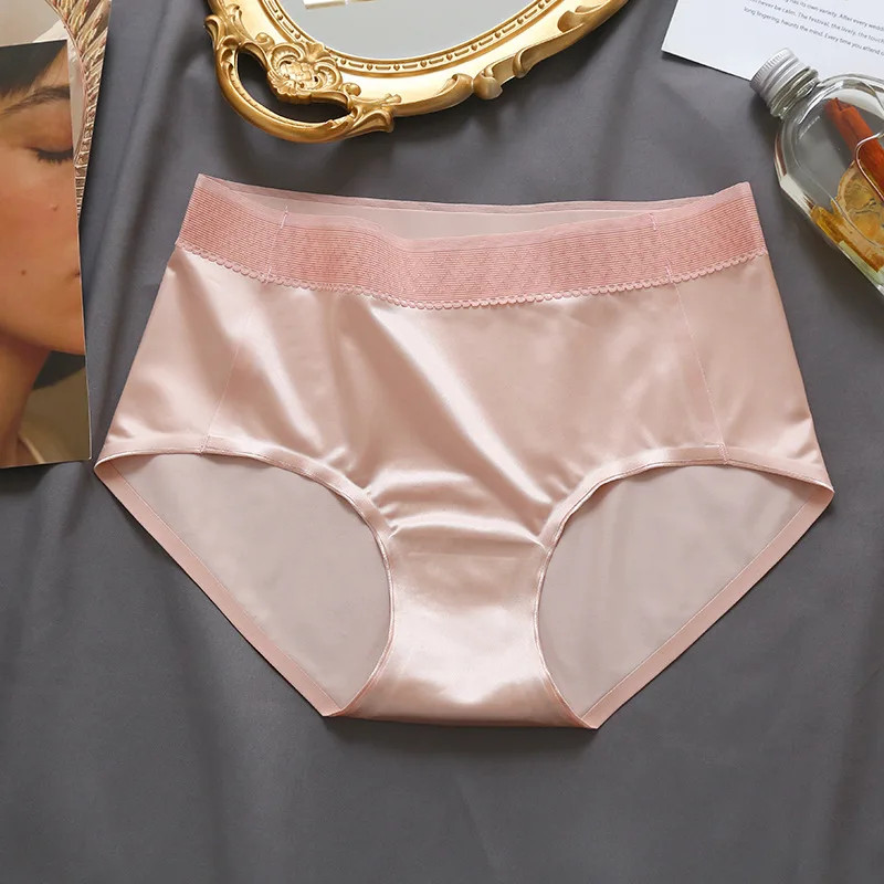 Seamless Briefs Mid Rise Satin Feel Smooth Breathable Panties Women Soft