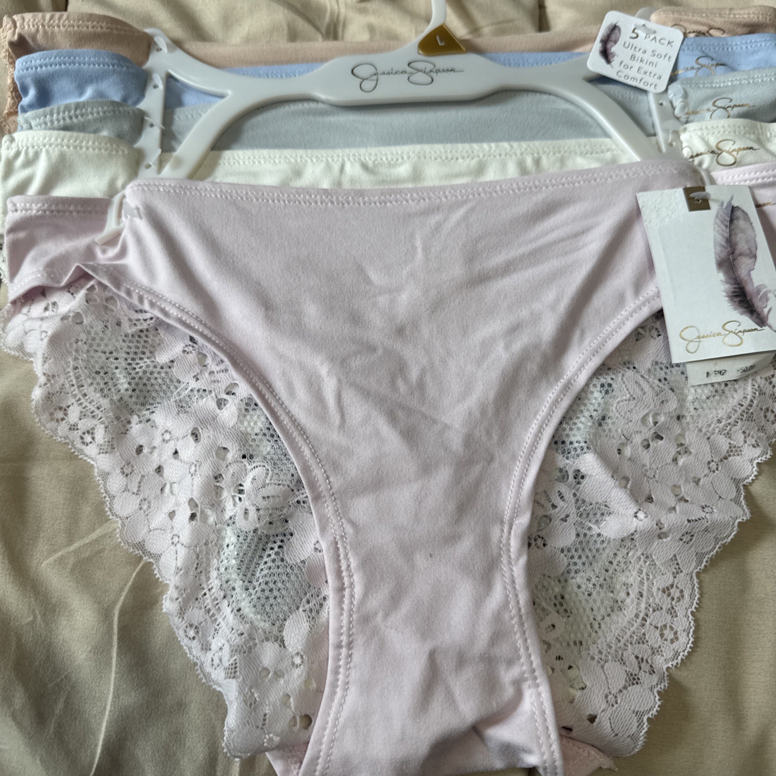 Jessica Simpson Women’s Soft Bikini Underwear Panties 5 Pair Size Large Lace