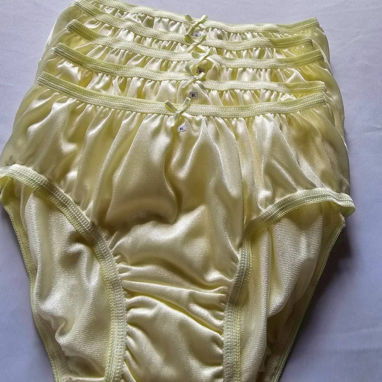 6pcs Yellow Bikini Panties Nylon Underwear Woman Briefs Soft Silky Hip 34″-38″ L