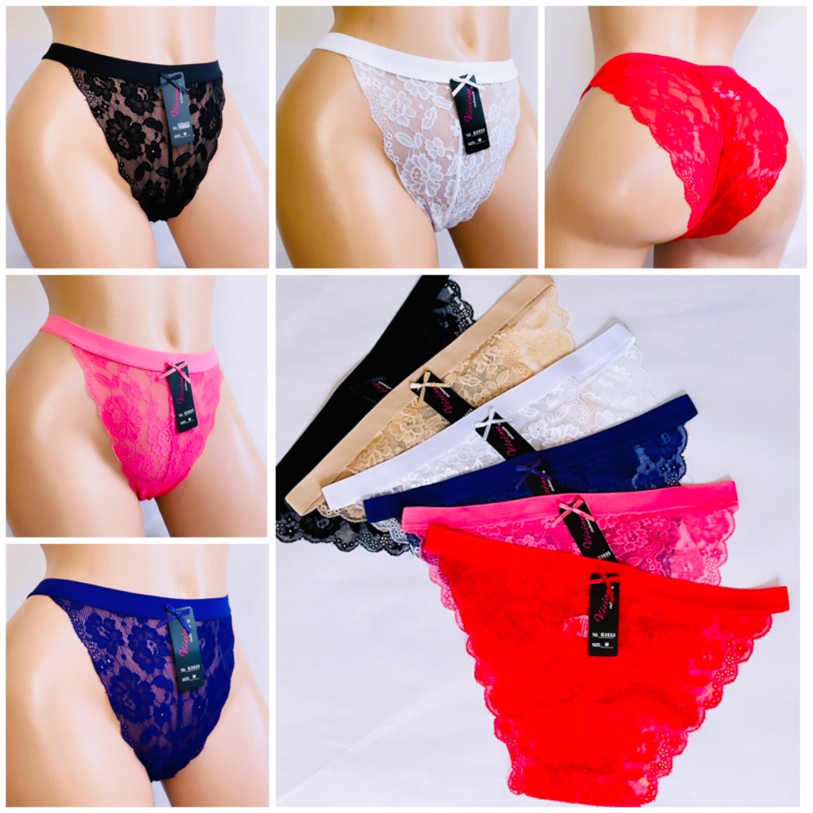 Women’s High cut Bikini Lot 3/6/12 Panties Cheeky Lace Secret Lingerie Underwear