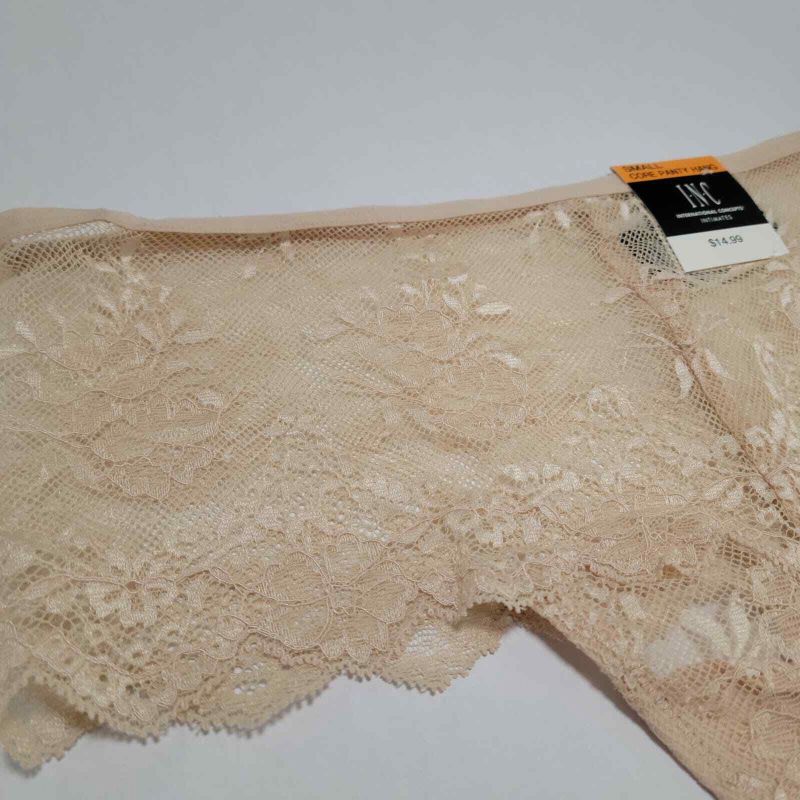 INC International Concepts High-Waist Lace Thong, Almond Latte NWT $15 Small