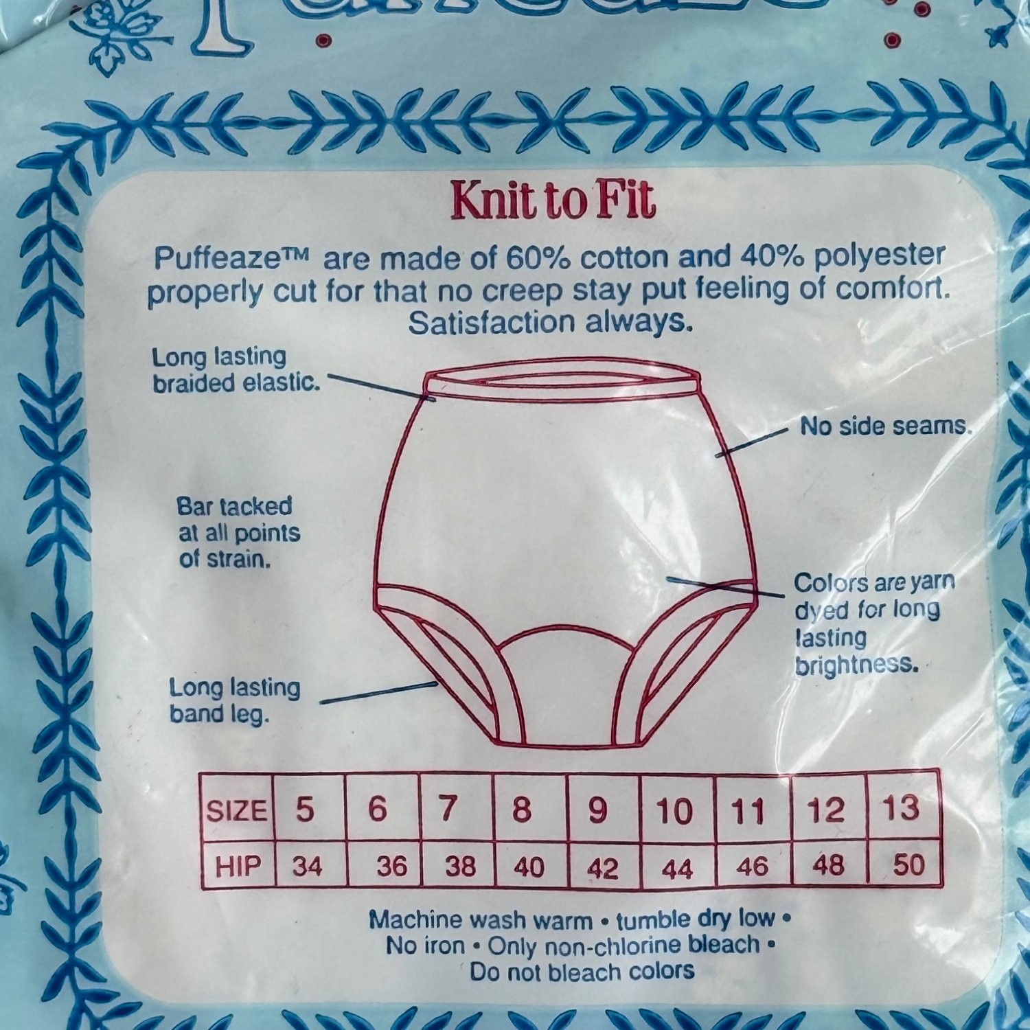 1990 Puffeaze Band Leg Briefs Women’s Panties Size 7 Multicolor NEW Brief Cotton