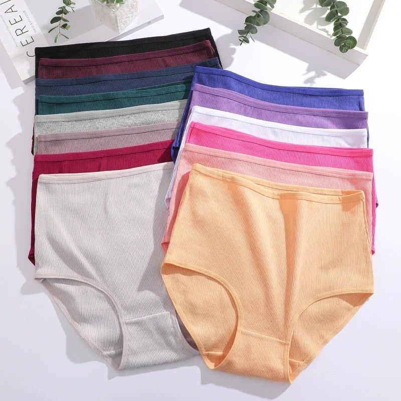 High Waist Cotton Panties Solid Women’s Soft Stretch Underwear S-XXXL 5 Pcs