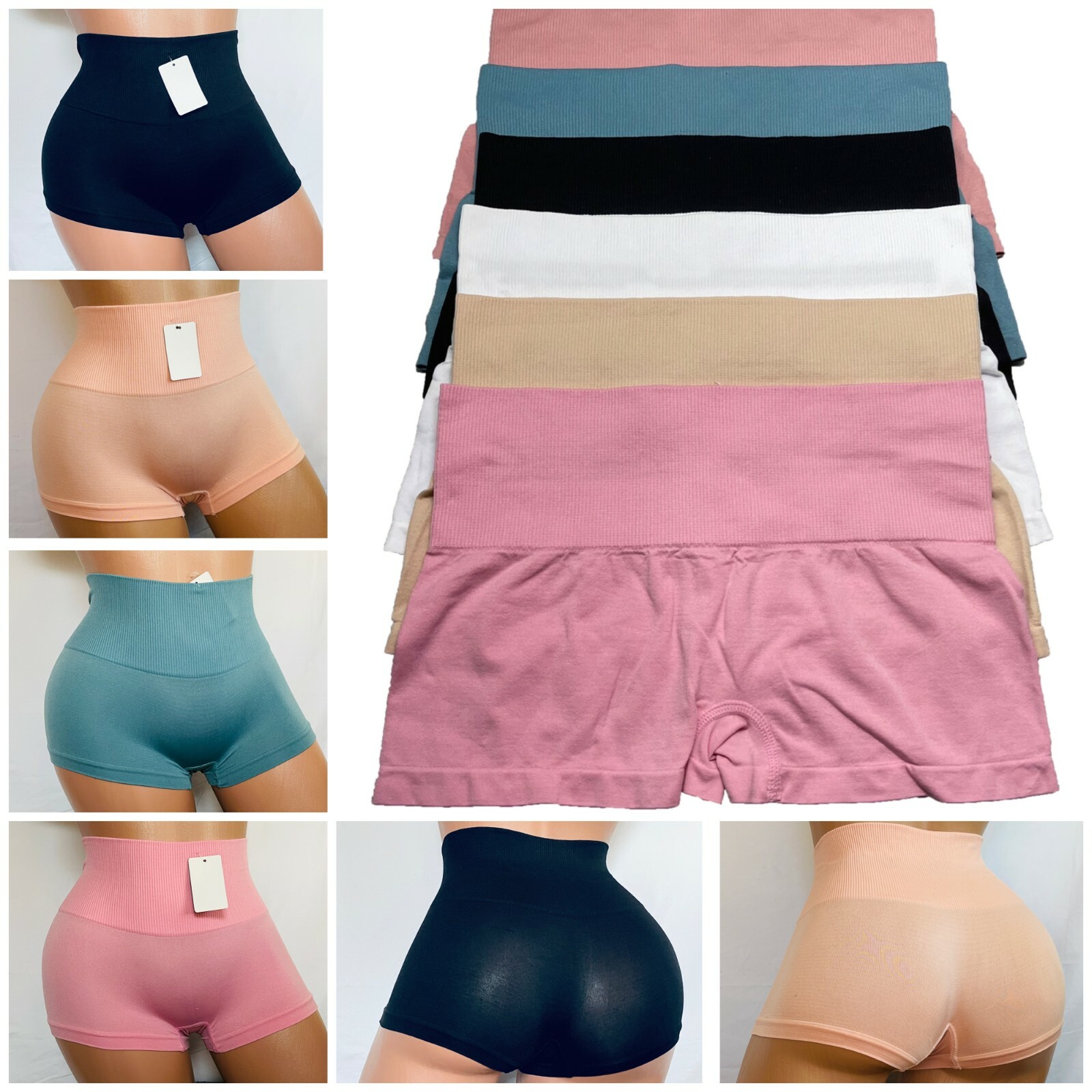 6 Women’s Boyshort Short Seamless Hi-waist Tummy Control Panty Underwear Knicker