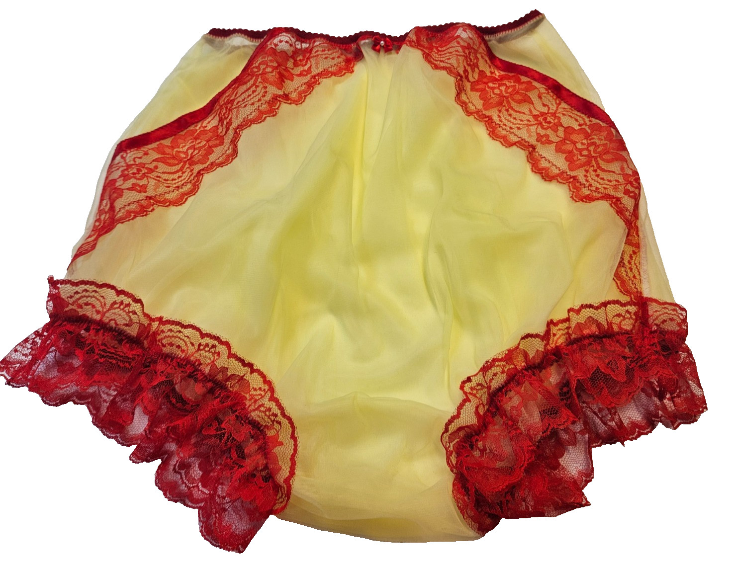 2 Layer YELLOW SHEER Nylon Bloomer SISSY PANTIES Men or Women 27-42 Waistband **