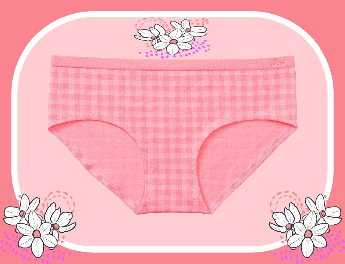 XXL Pink Gingham Jacquard Seamless Victorias Secret PINK Hipster Hiphugger Panty
