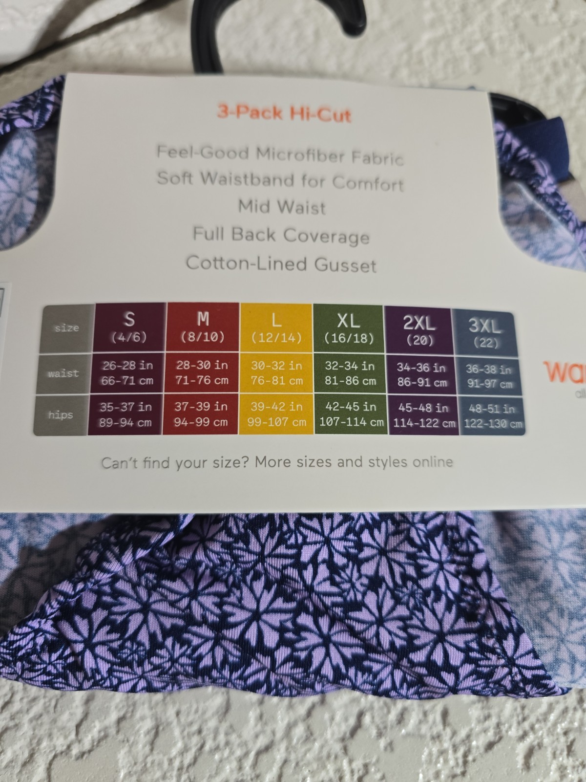 WARNER’S BLISSFUL BENEFITS 3 Pr DIG FREE WAIST MICROFIBER HI-CUT NWT SZ L