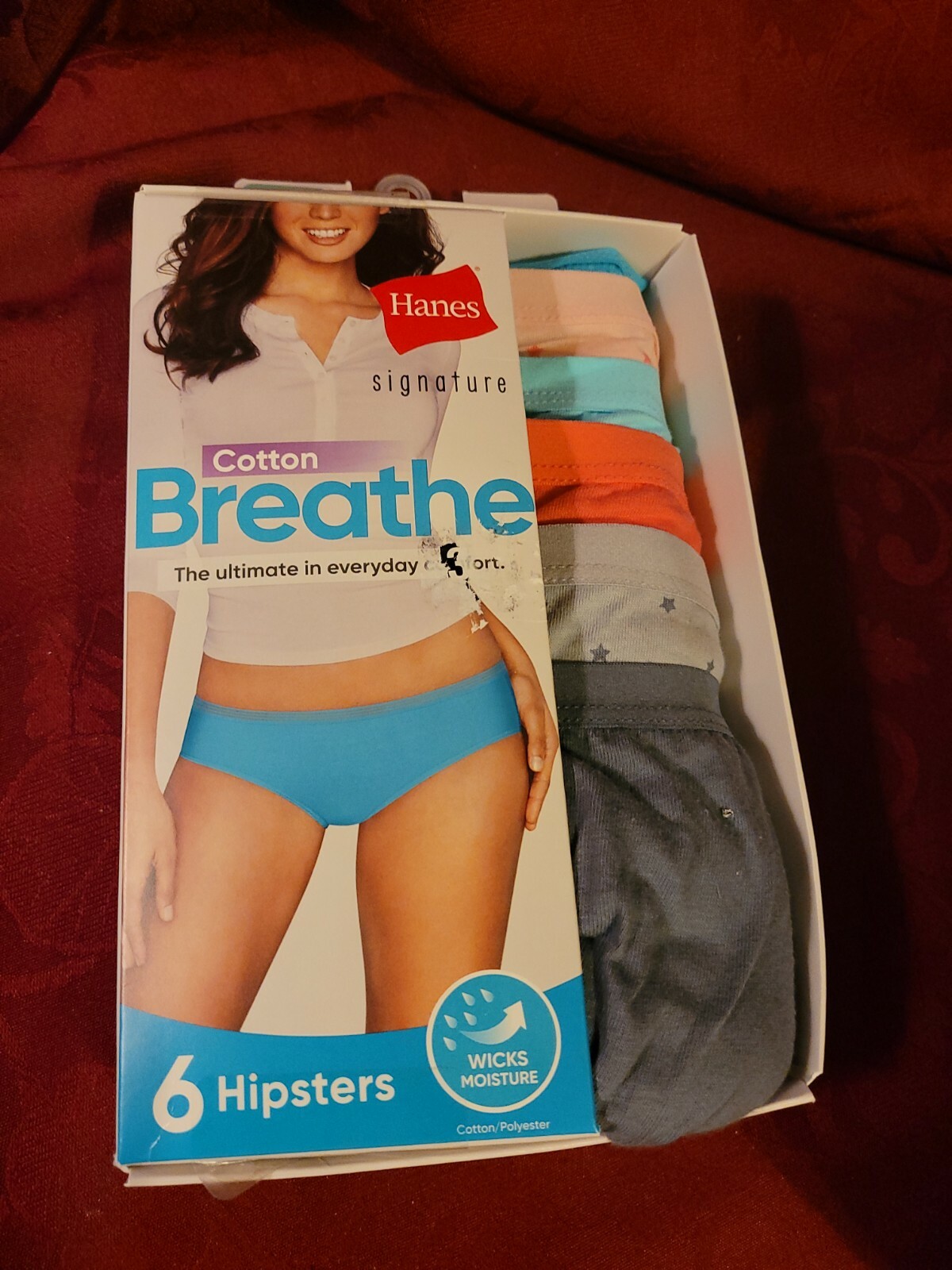 HANES SIGNATURE COTTON BREATHE 6 PAIR HIPSTERS SIZE 5 (S) NEW UNOPENED