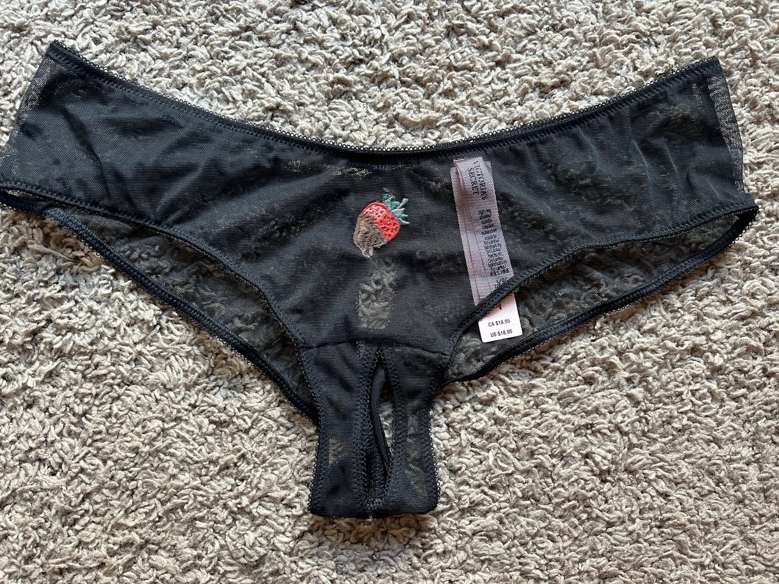 NWT Victoria’s Secret Mesh Open Back Crotchless Cheeky Panty Black Large