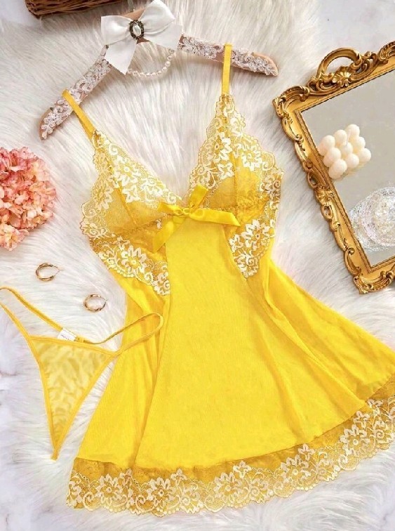 Women Sexy Lingerie Lace Sheer Babydoll Mini Dress Nightwear Underwear Sleepwear