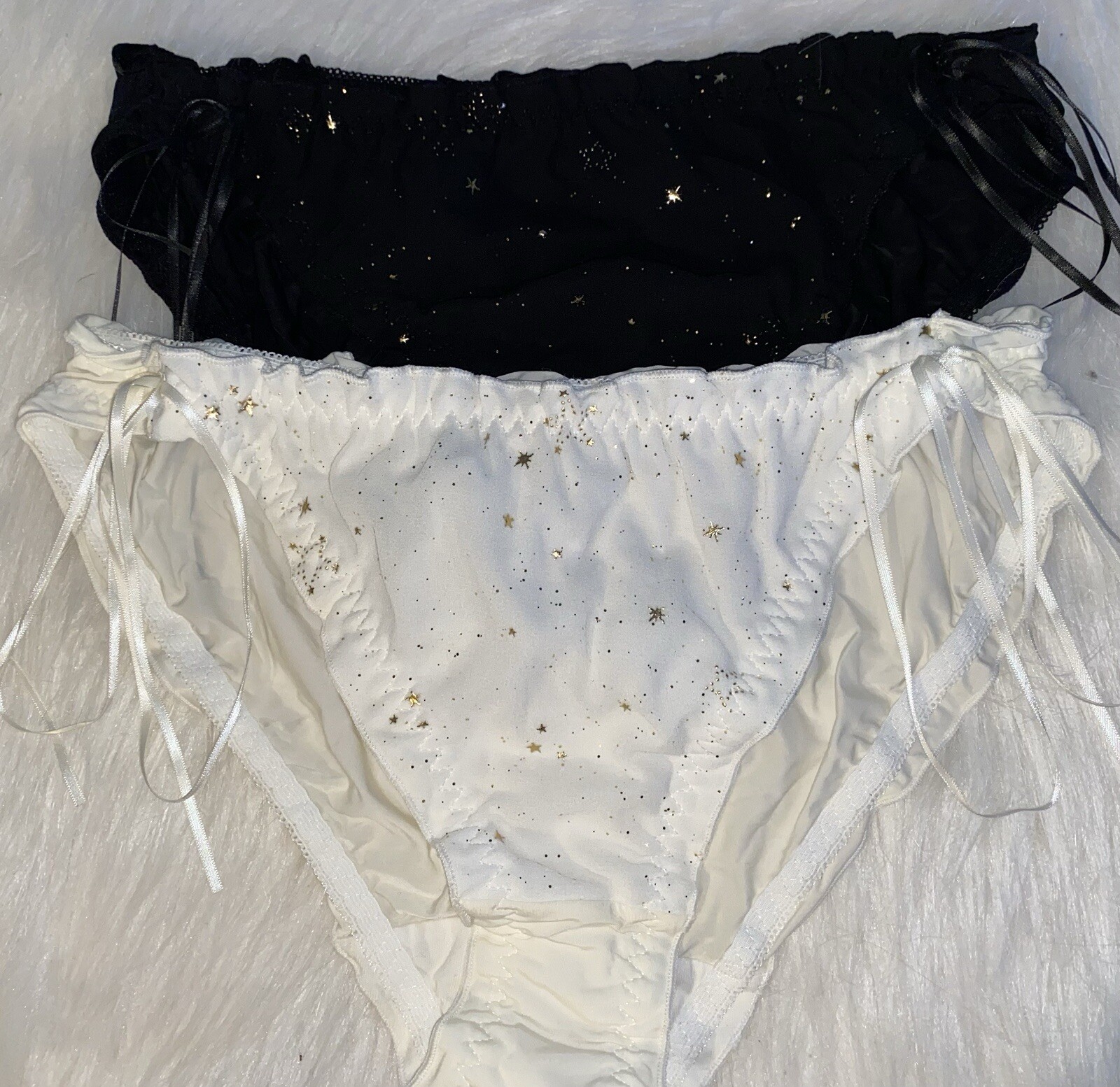 Lot of 2 Bikinis Underwear With Shiny Glitter Print Sissy Panties M Low Rise