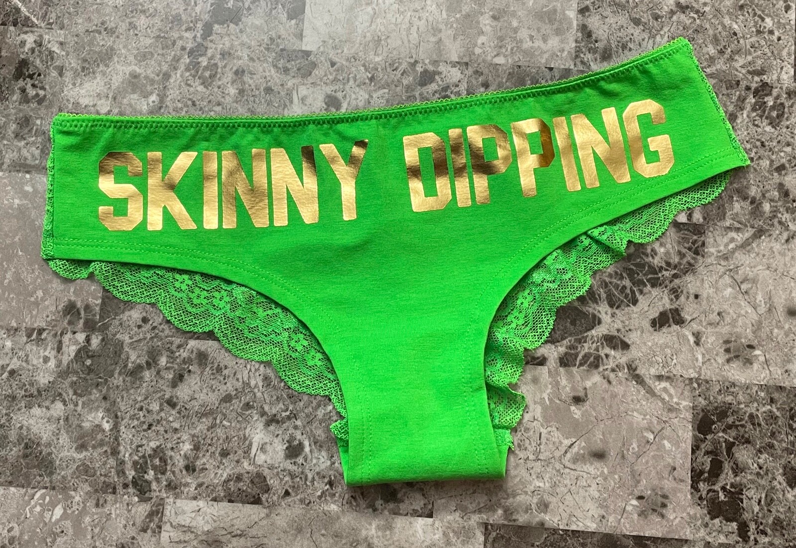 NWT VICTORIA’S SECRET PINK S GREEN SKINNY DIPPING RARE VINTAGE HIPSTER PANTIES