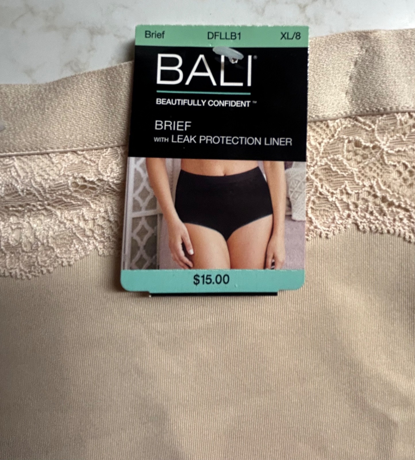NWT Bali Confident Brief Leak Protection Panty/Underwear Size 8 XL NUDE (DFLLB1)