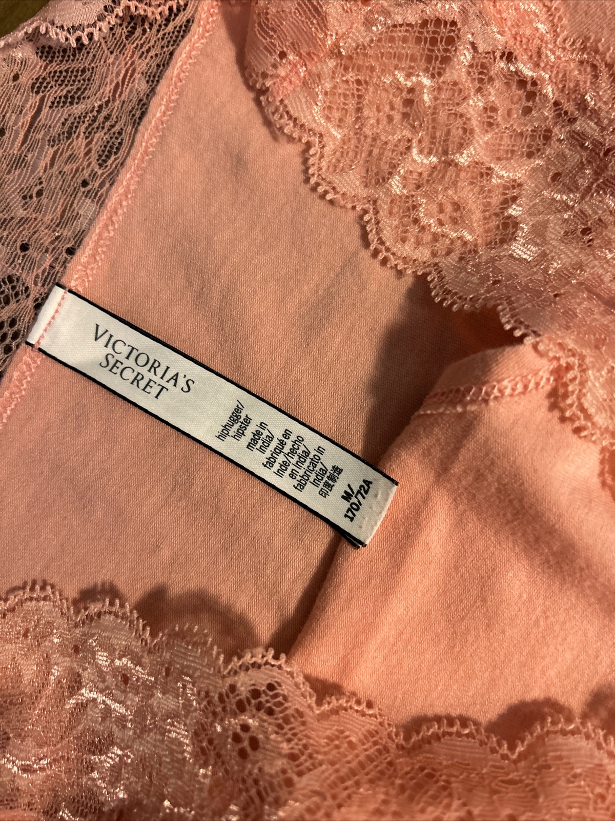 Victoria Secret Panties Lace M Waist Cotton Hiphugger Bikini Pink Modal