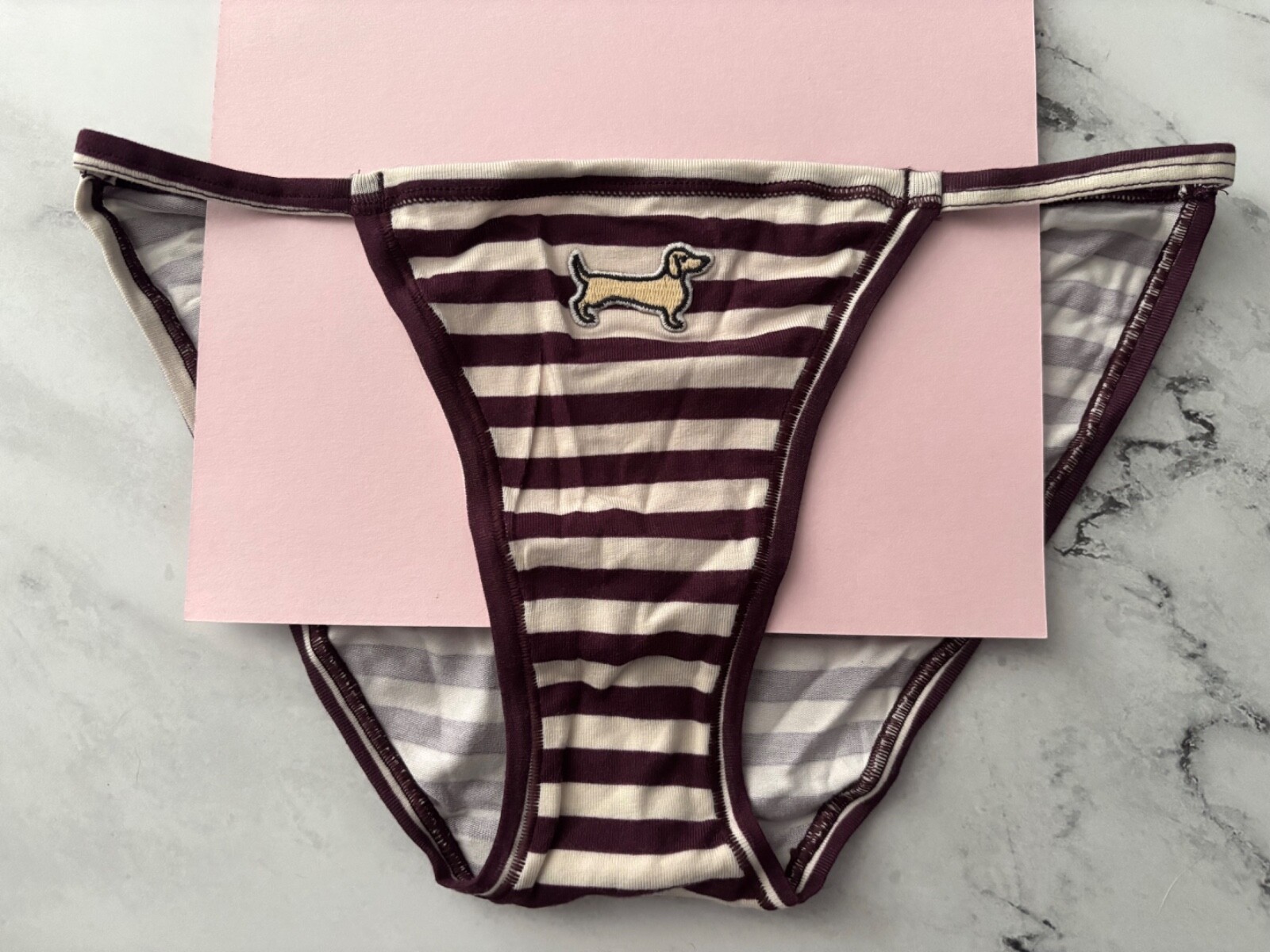 PINK Victoria’s Secret String Bikini Panty Striped Dog M L XL 2XL