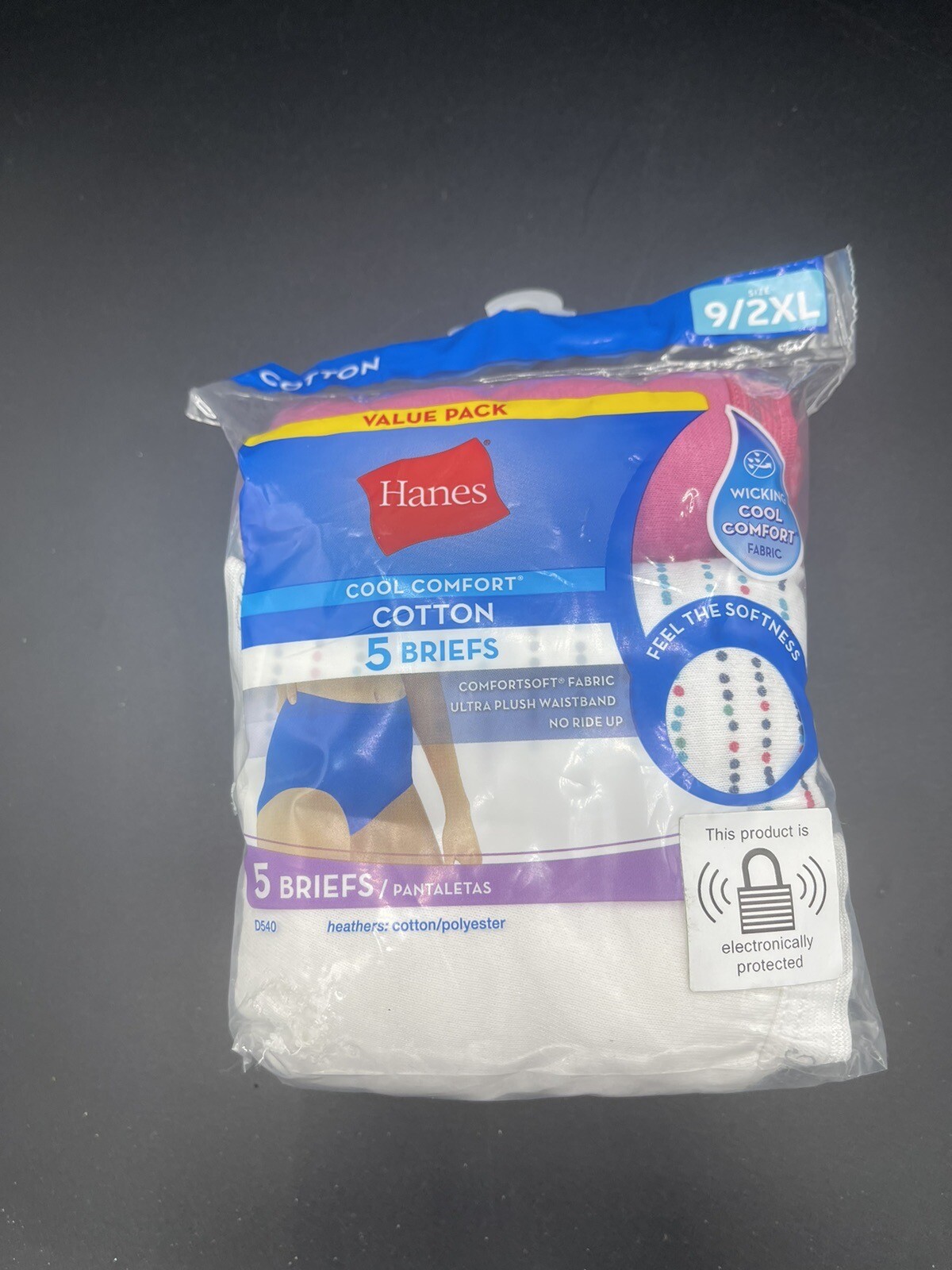 Hanes Womens Panties Cotton Briefs 5 Pair Size 9 / 2XL