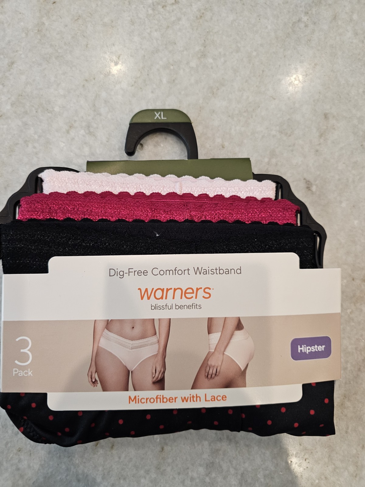 Warner’s XL Hipster Panties 9 Pair Microfiber Lace Comfort Waistband NWT