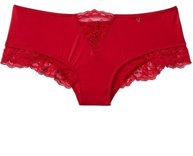 M Red Lipstick Satiny Micro Lace Inset Very Sexy Cheeky Victorias Secret Pantie