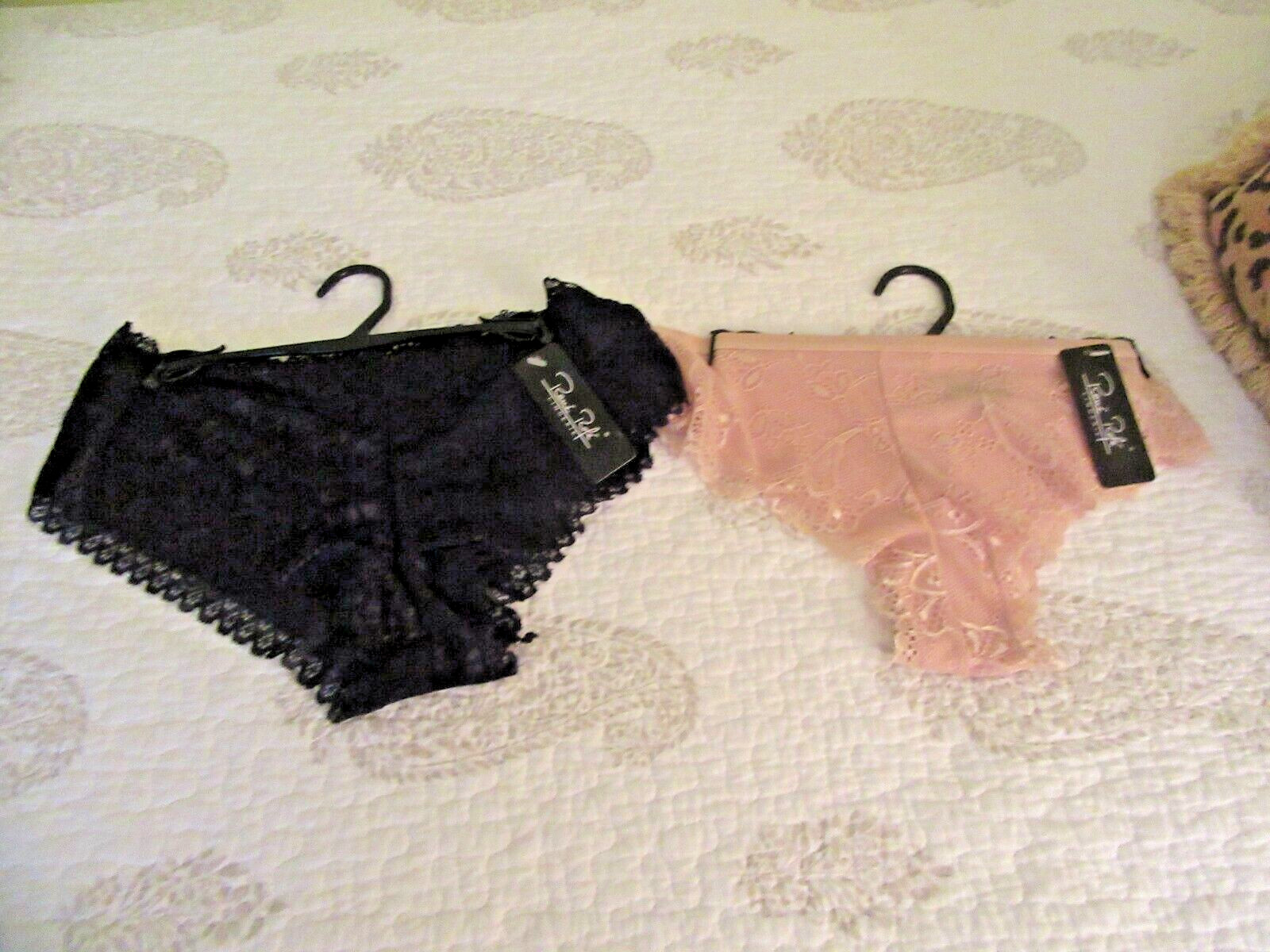 Rene Rofe Panties, L, NWT, 2 pair, beige bikini and black boy shorts, lace lined
