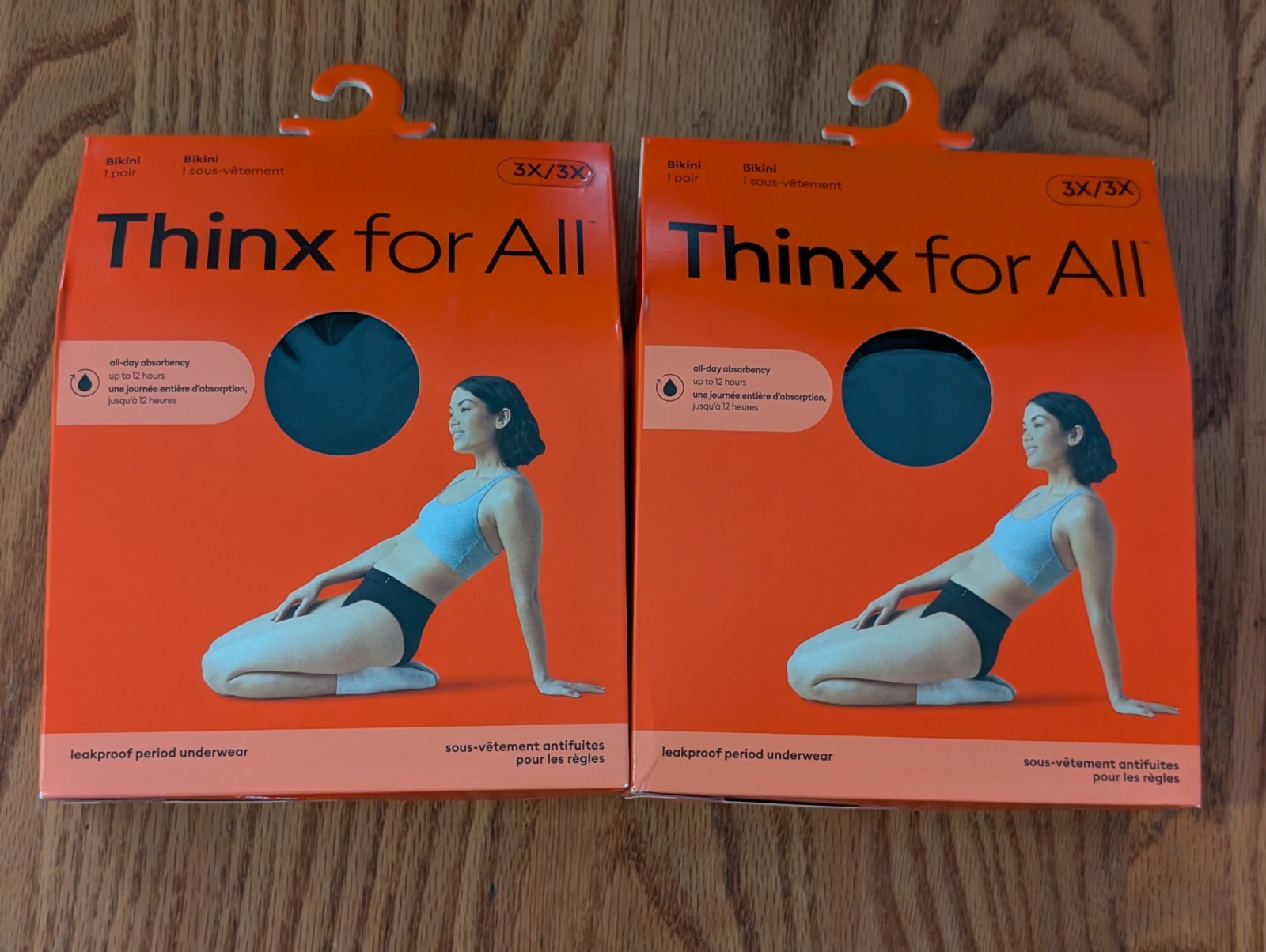 Set Of 2 New Thinx for All Leakproof Period Underwear Black Bikini Panties 3X