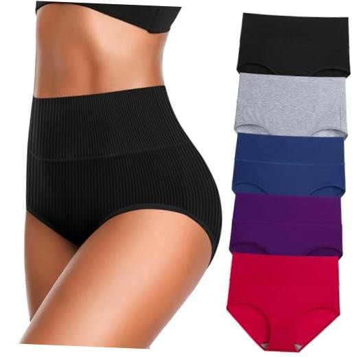Women’s High Waist Cotton Underwear Super Stretchy X-Large-XX-Large Dark-5pack