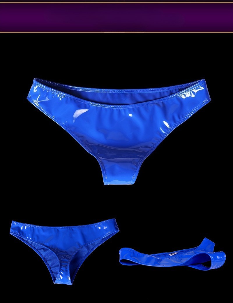 S-2XL Shiny Faux PU Leather Briefs Wet Look PVC Panties Women Underwear Lingerie