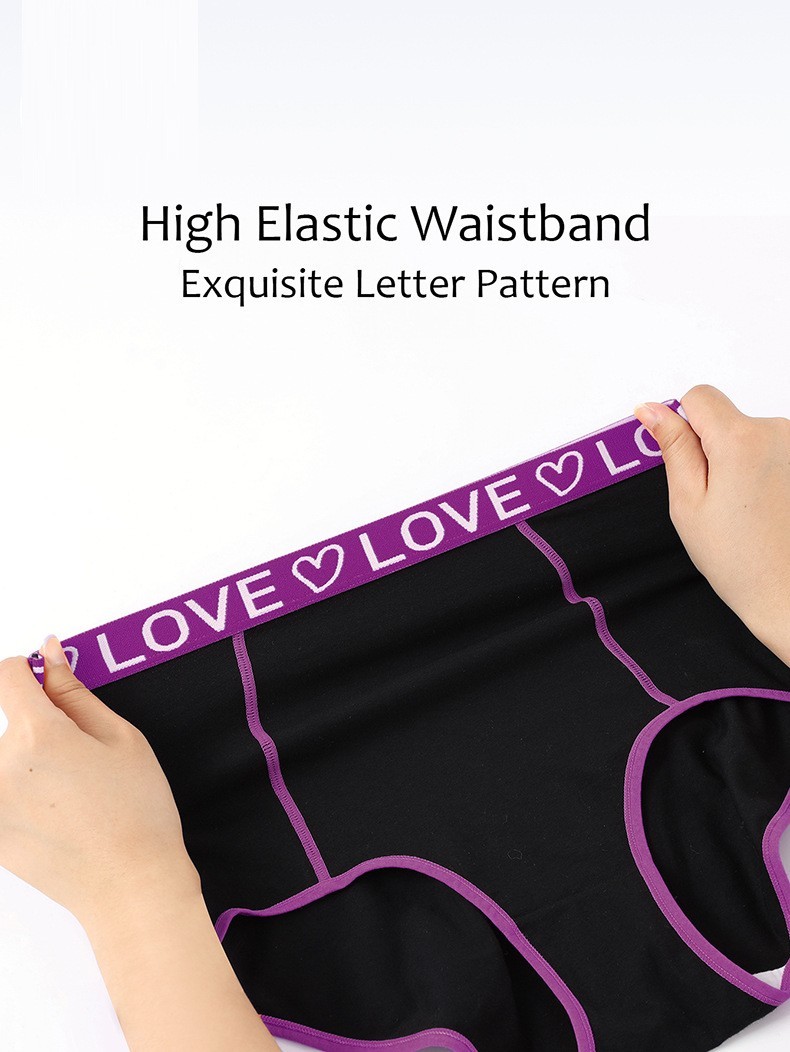3 Pack High Waist Letter Print Cotton Bikini Tummy Control Breathable Butt Lift