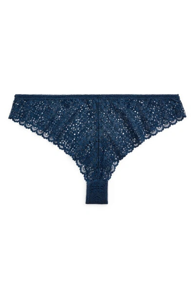 POLO RALPH LAUREN Lace Tanga Panties In Denim SZ M XS S