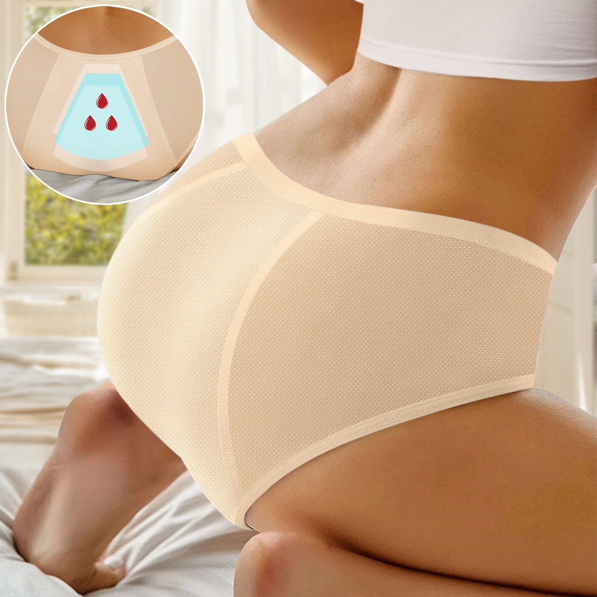 4Pack Waterproof Lady Pant Knickers Breathable Reusable Period Panties Underwear