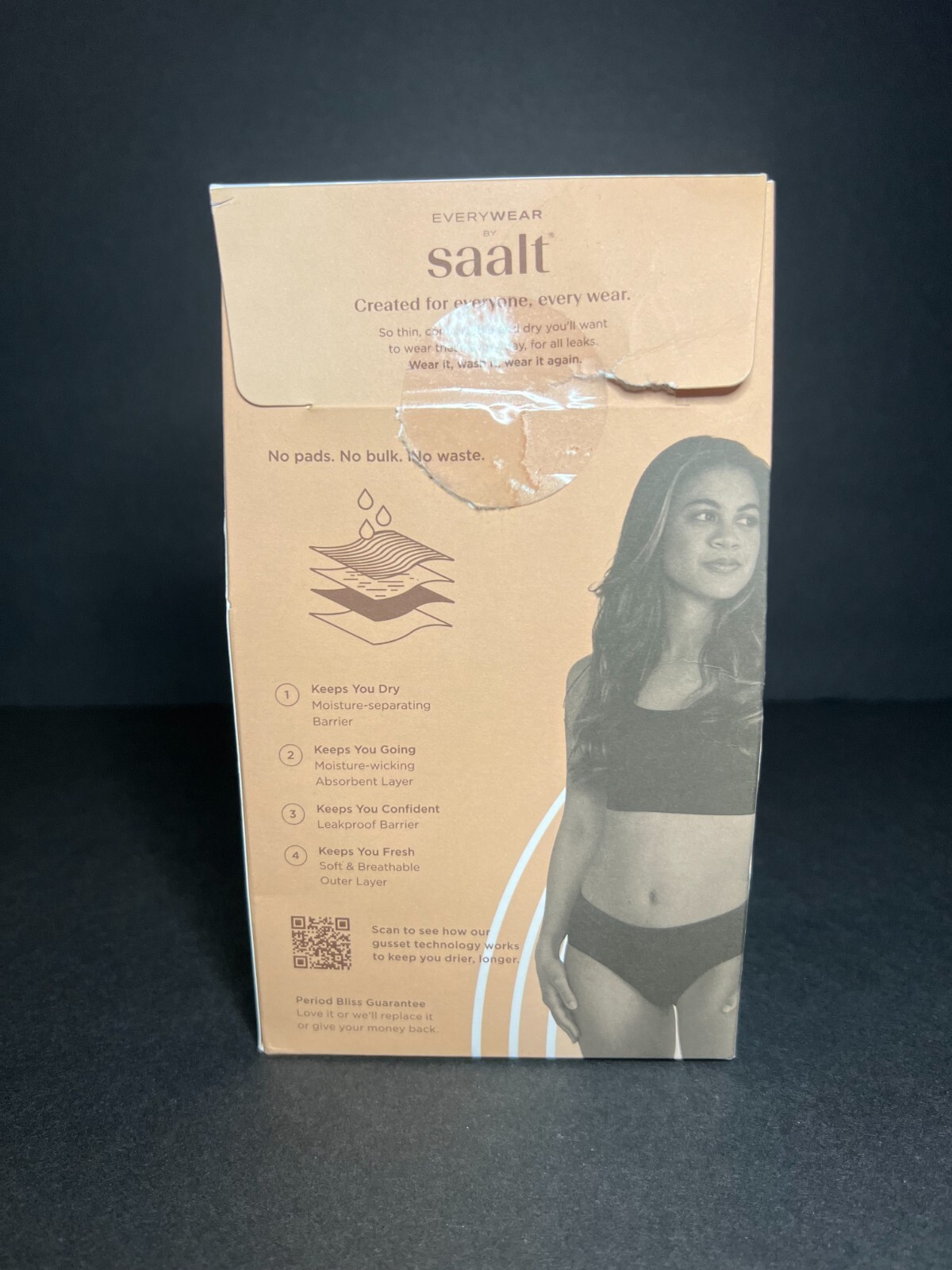 Everywear by Saalt Black Leakproof Underwear Brief w/ High Aborbency – Small