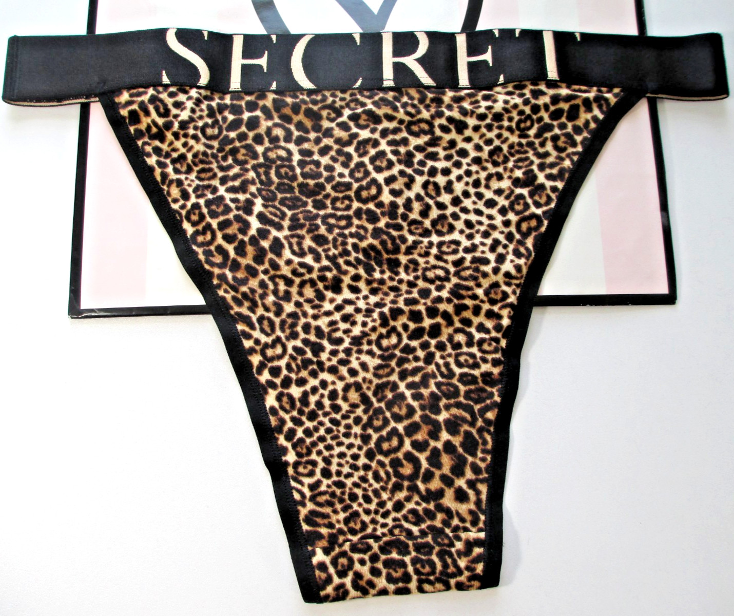 VICTORIA’S SECRET Cotton 90s High Leg Brief Panty S M L XL Leopard Exploded Logo