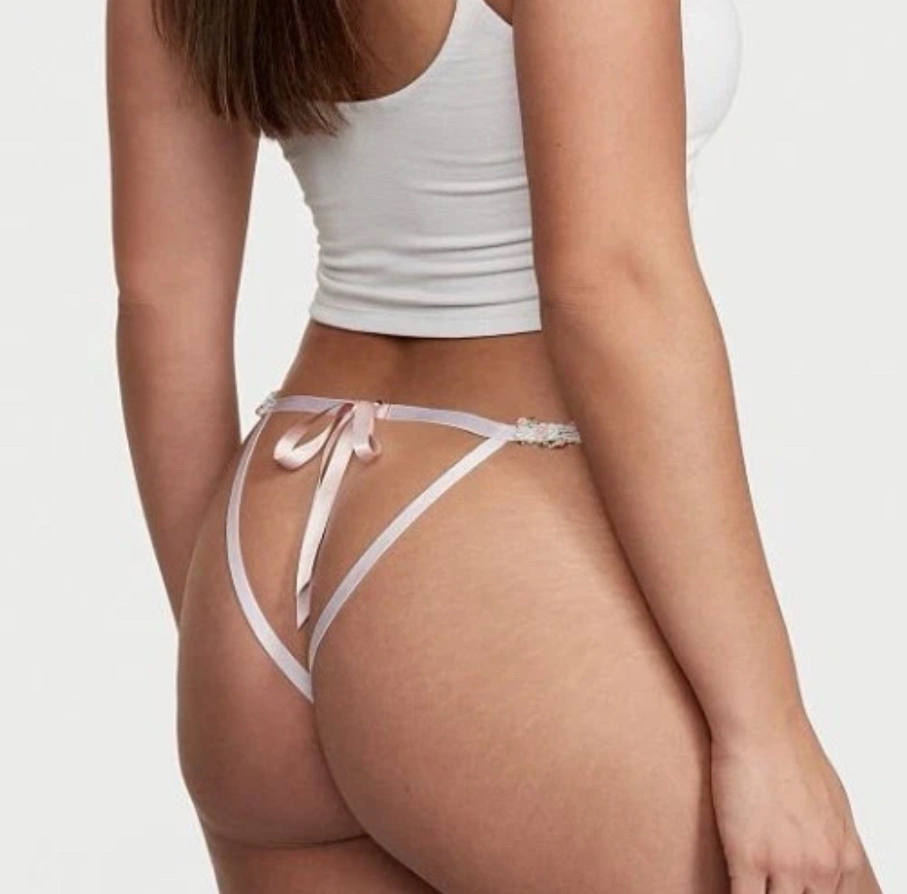 Victoria’s Secret Secret Garden Crotchless Panty Size M Medium NWT Embroidered