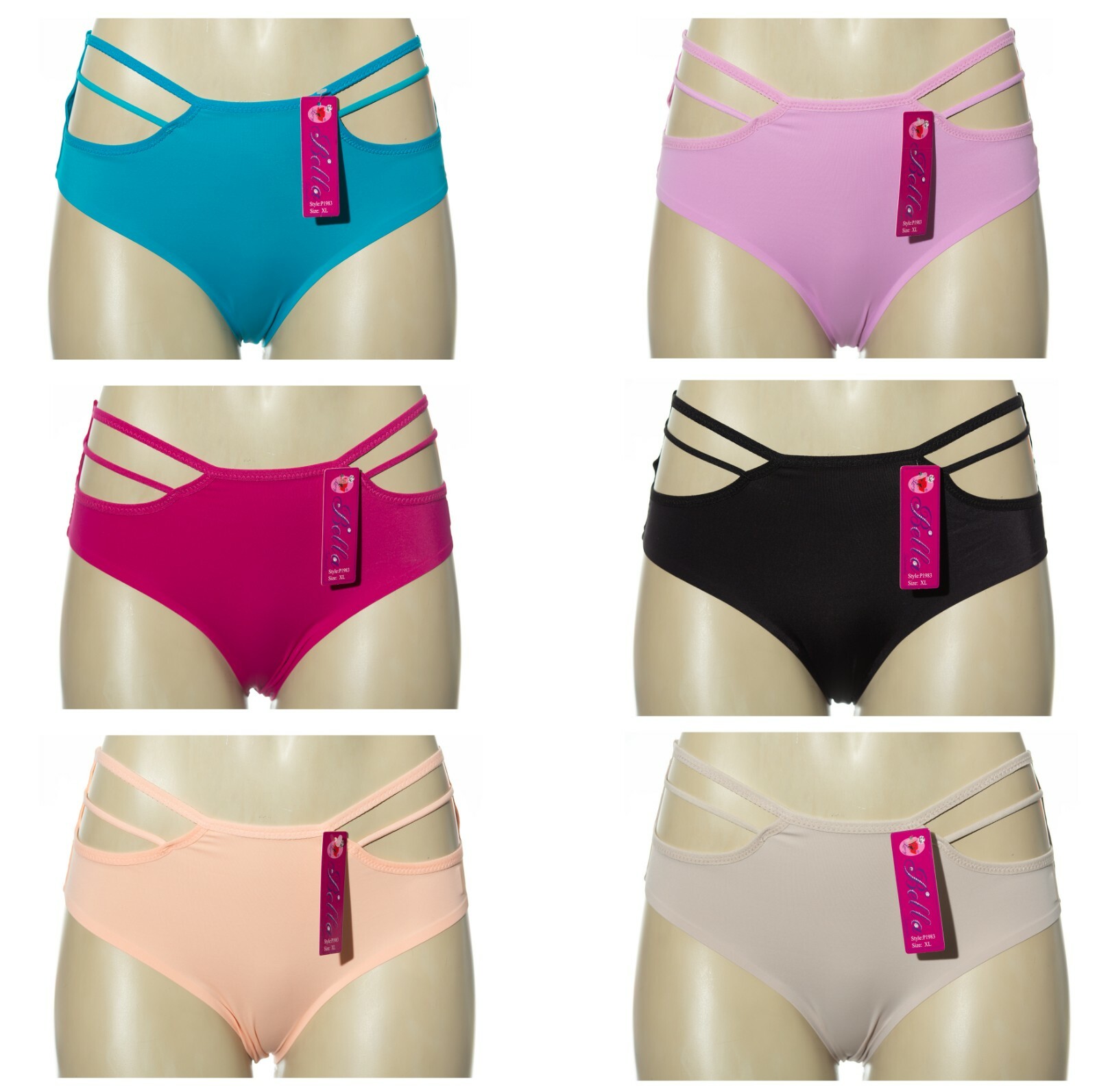 6 Women Solid Mixed Color Panties Laser Cut Bikini Underwear Brief S M L XL 1983