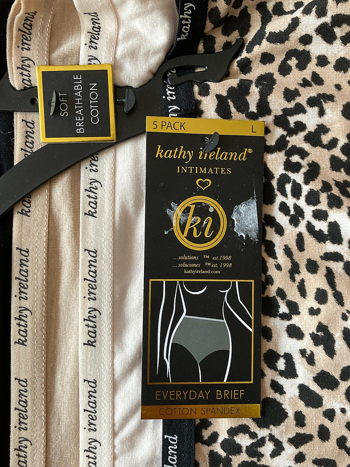 5 Pack Panties Briefs sz. L Stretch Soft Cotton Full Coverage kathy ireland NWT