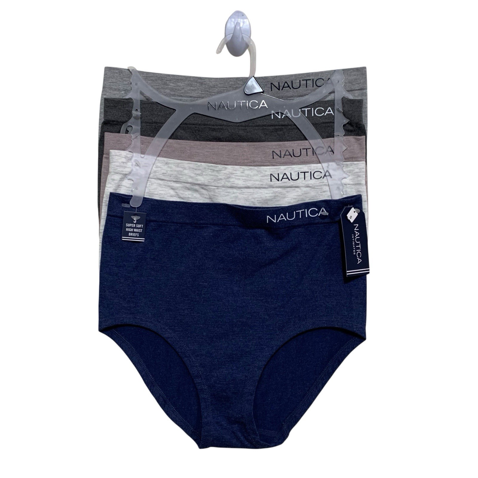 Nautica 5 Pack High Waist Briefs Womens Size Small Solid Super Soft New With Tag
