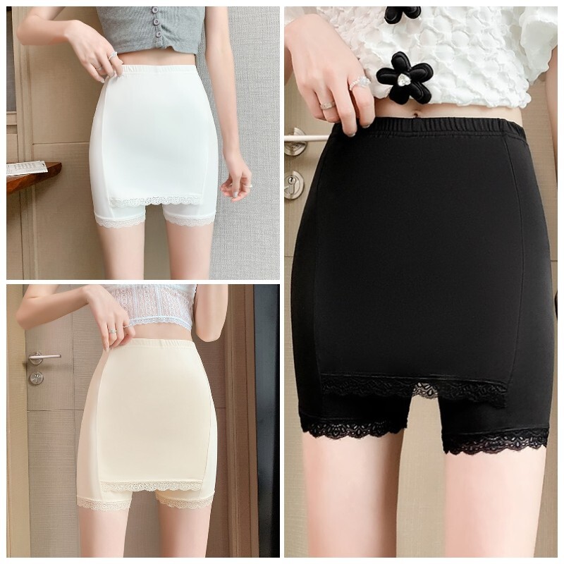 Lady Double Layer Safety Shorts Lingerie Lace Seamless Boyshorts Underwear Thin