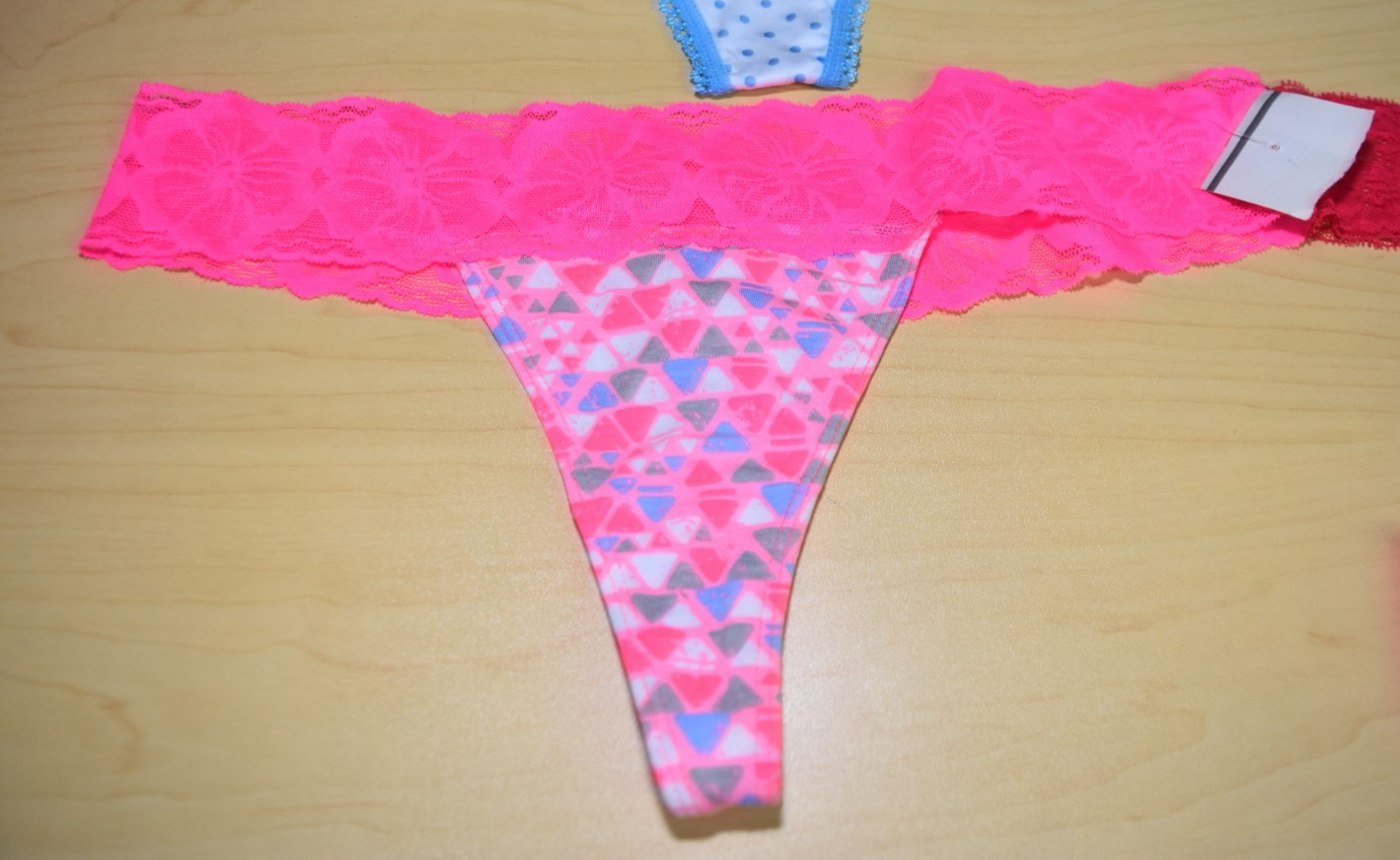 5 New Pink Blue Black Lace top thong panties Lot Discreet Shipp L large